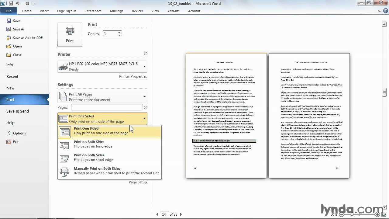 Microsoft Word Tutorial: How To Print A Booklet | Lynda In How To Create A Book Template In Word