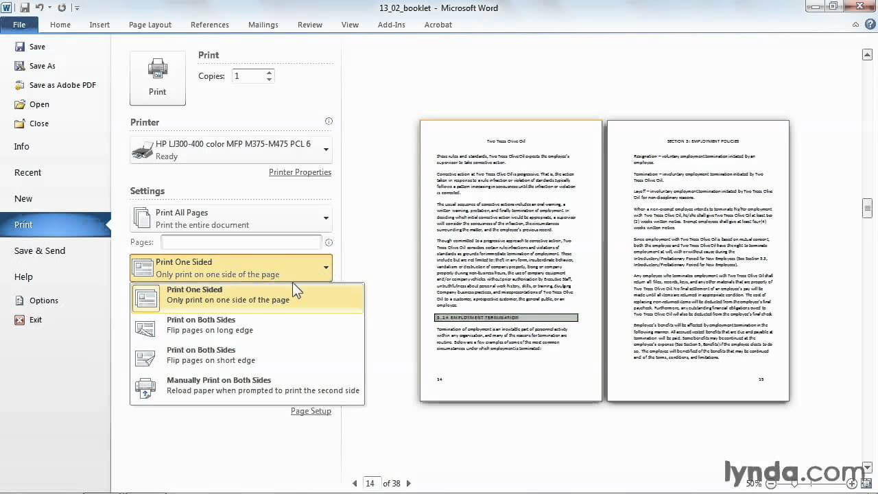 Microsoft Word Tutorial: How To Print A Booklet | Lynda Inside Word 2013 Brochure Template