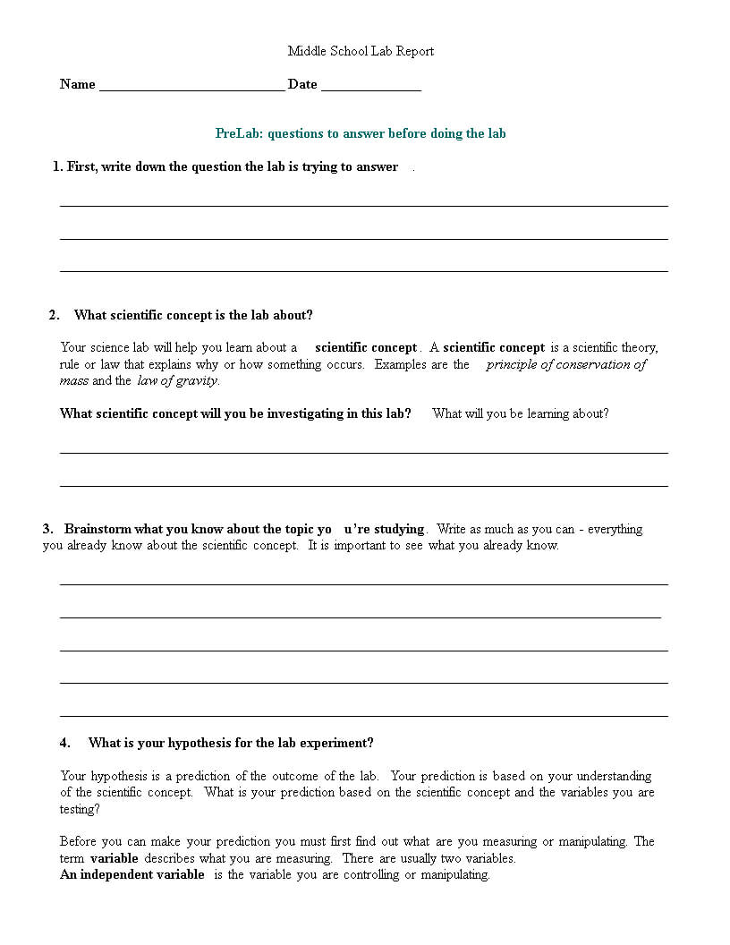 Middle School Lab Report | Templates At Pertaining To Lab Report Template Middle School