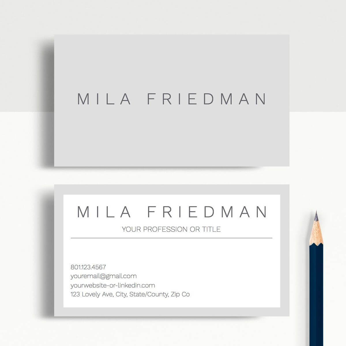 Mila Friedman | Google Docs Professional Business Cards Intended For Business Card Template For Google Docs