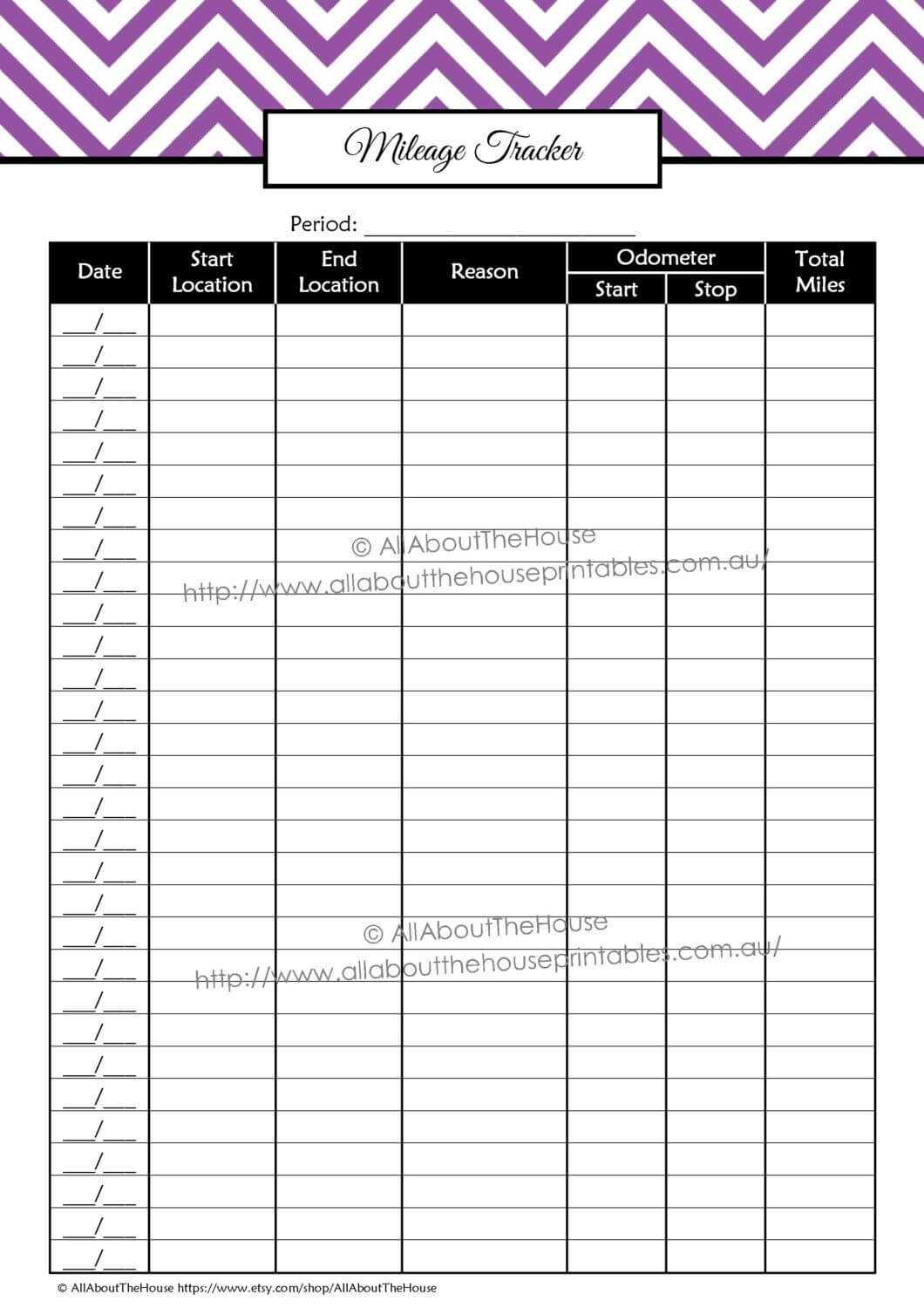 Mileage Log Tracker Business Printable Direct Sales Pertaining To Mileage Report Template