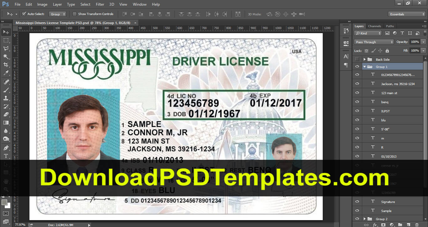 Mississippi Drivers License Template Psd Within Blank Drivers License Template