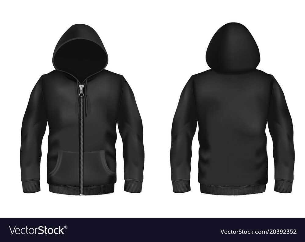 Mockup With Realistic Black Hoodie Vector Image Inside Blank Black Hoodie Template