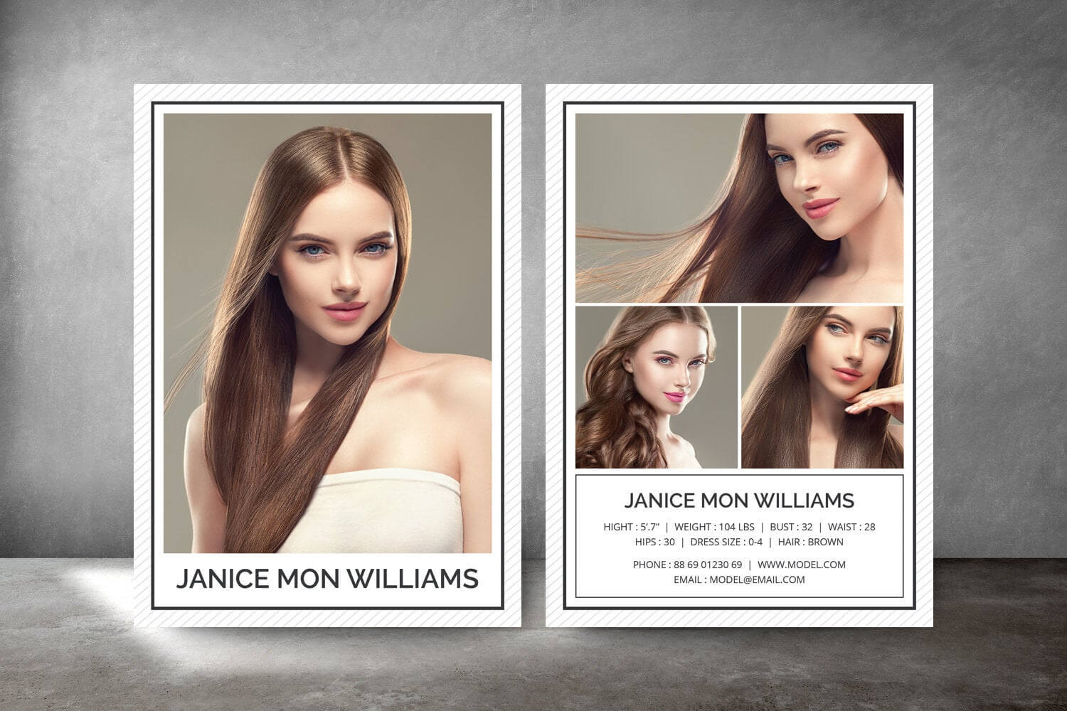 Modeling Comp Card, Fashion Model Comp Card, Comp Card Template, Photoshop  And Elements Template, Instant Download Within Download Comp Card Template