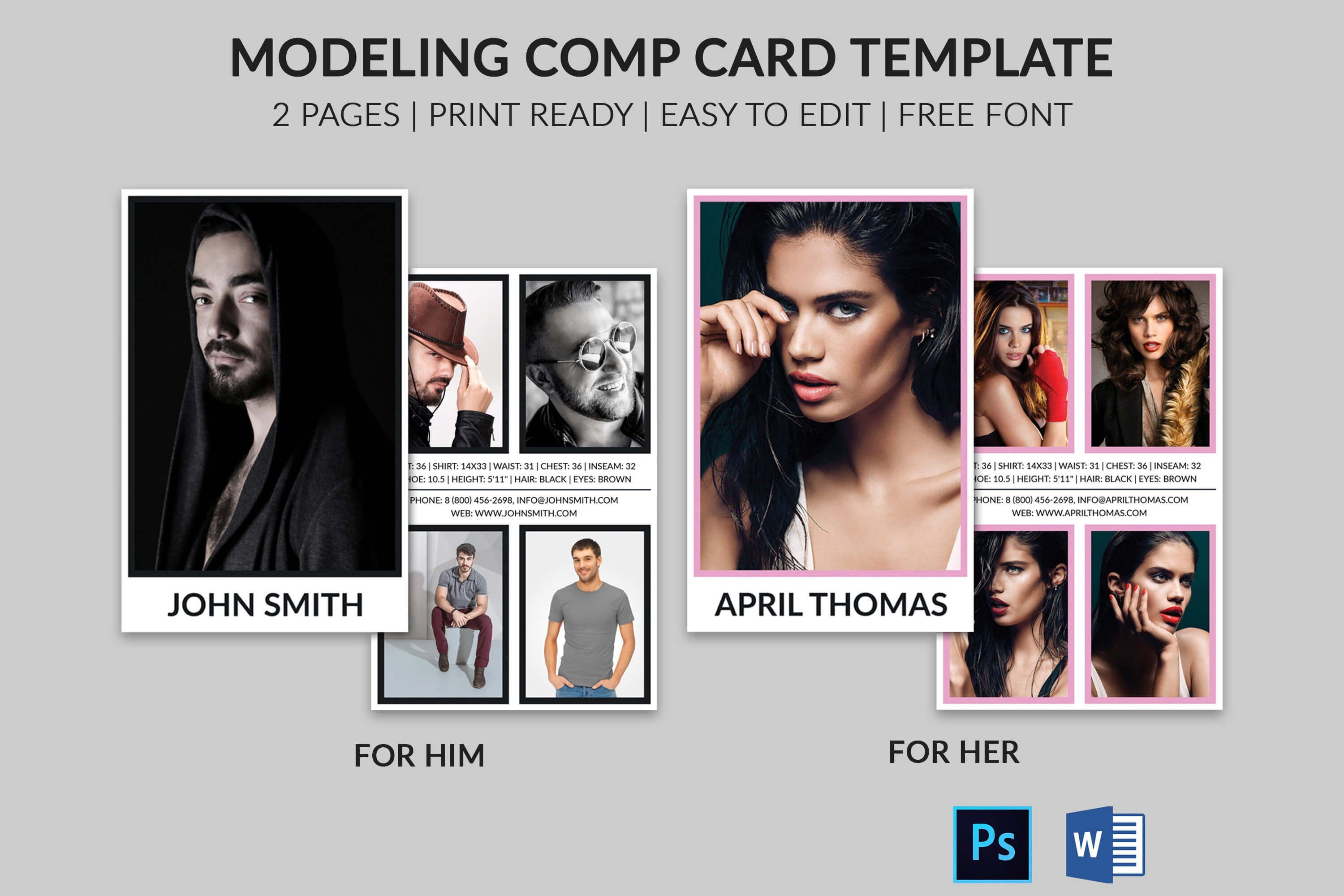 Modeling Comp Card | Model Agency Zed Card | Photoshop & Ms Regarding Zed Card Template Free