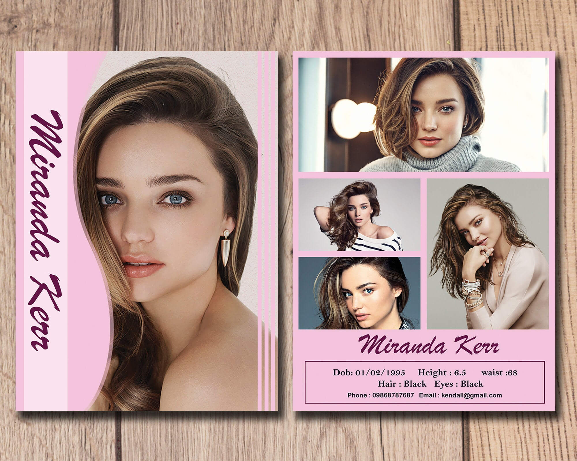 Modeling Comp Card Template | Model Comp Card | Photoshop, Elements & Ms  Word Template | Instant Download In Download Comp Card Template