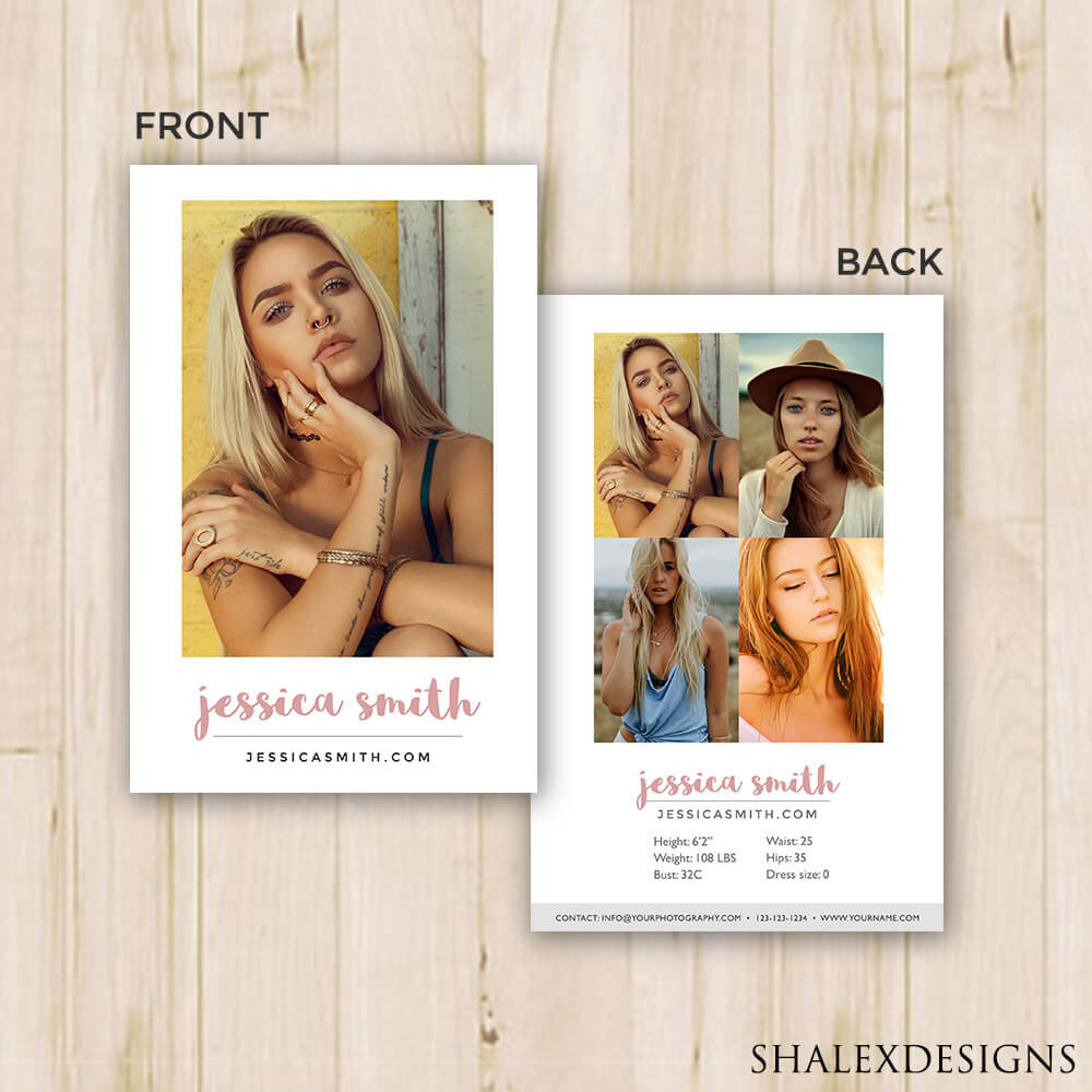Modeling Comp Card Template – Photoshop Psd *instant Download* Throughout Comp Card Template Psd