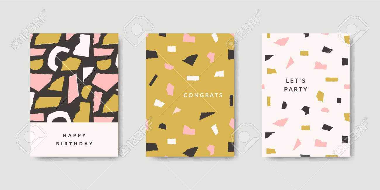 Modern And Playful Greeting Card Templates With Paper Cut Out.. In Birthday Card Collage Template