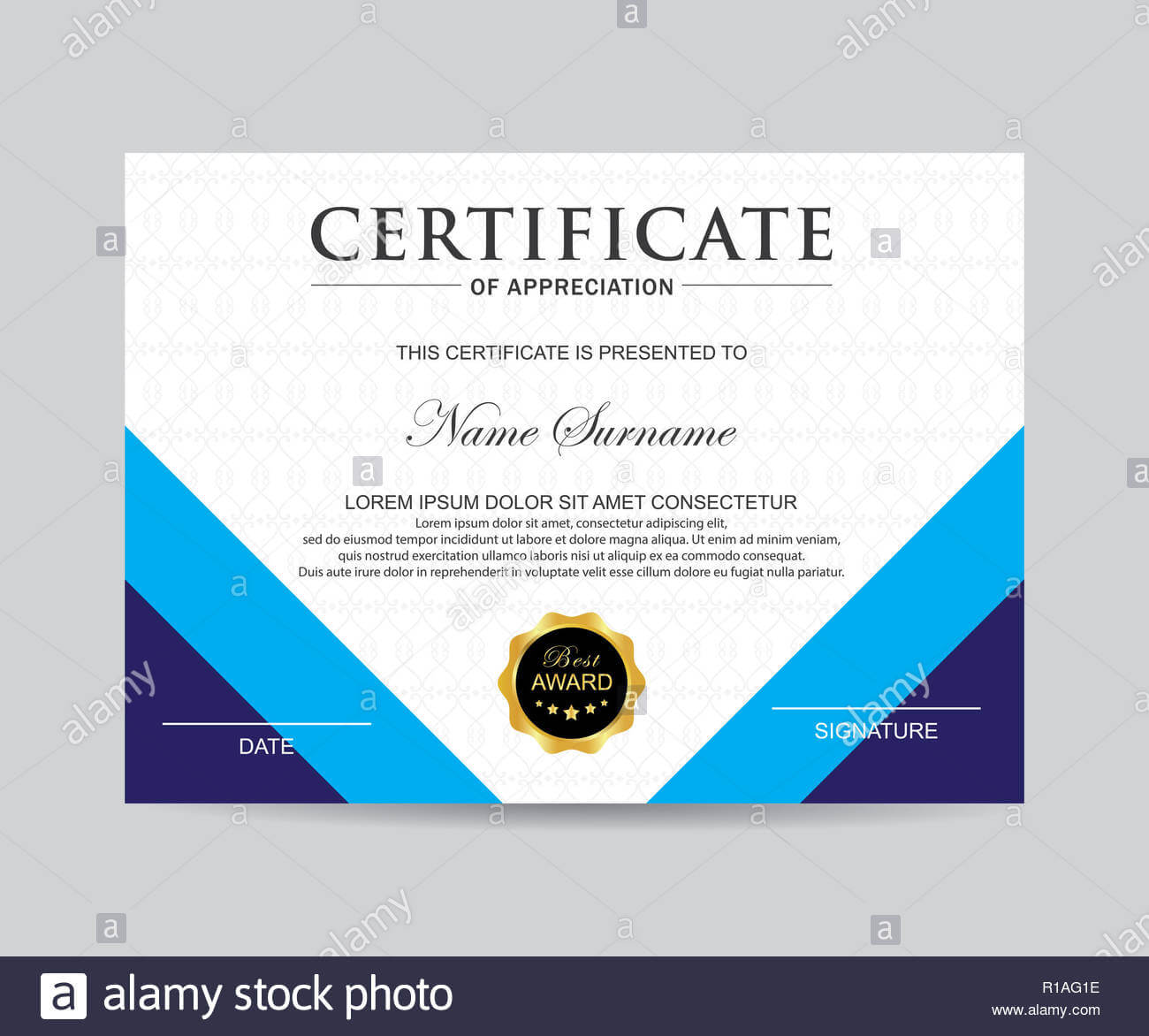 Modern Certificate Template And Background Stock Photo Inside Borderless Certificate Templates