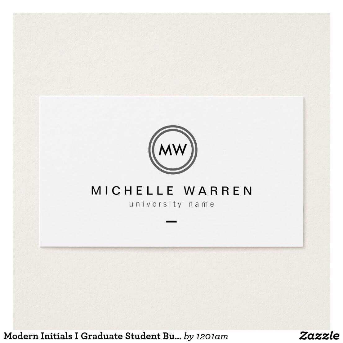 Modern Initials I Graduate Student Business Card | Zazzle Within Graduate Student Business Cards Template