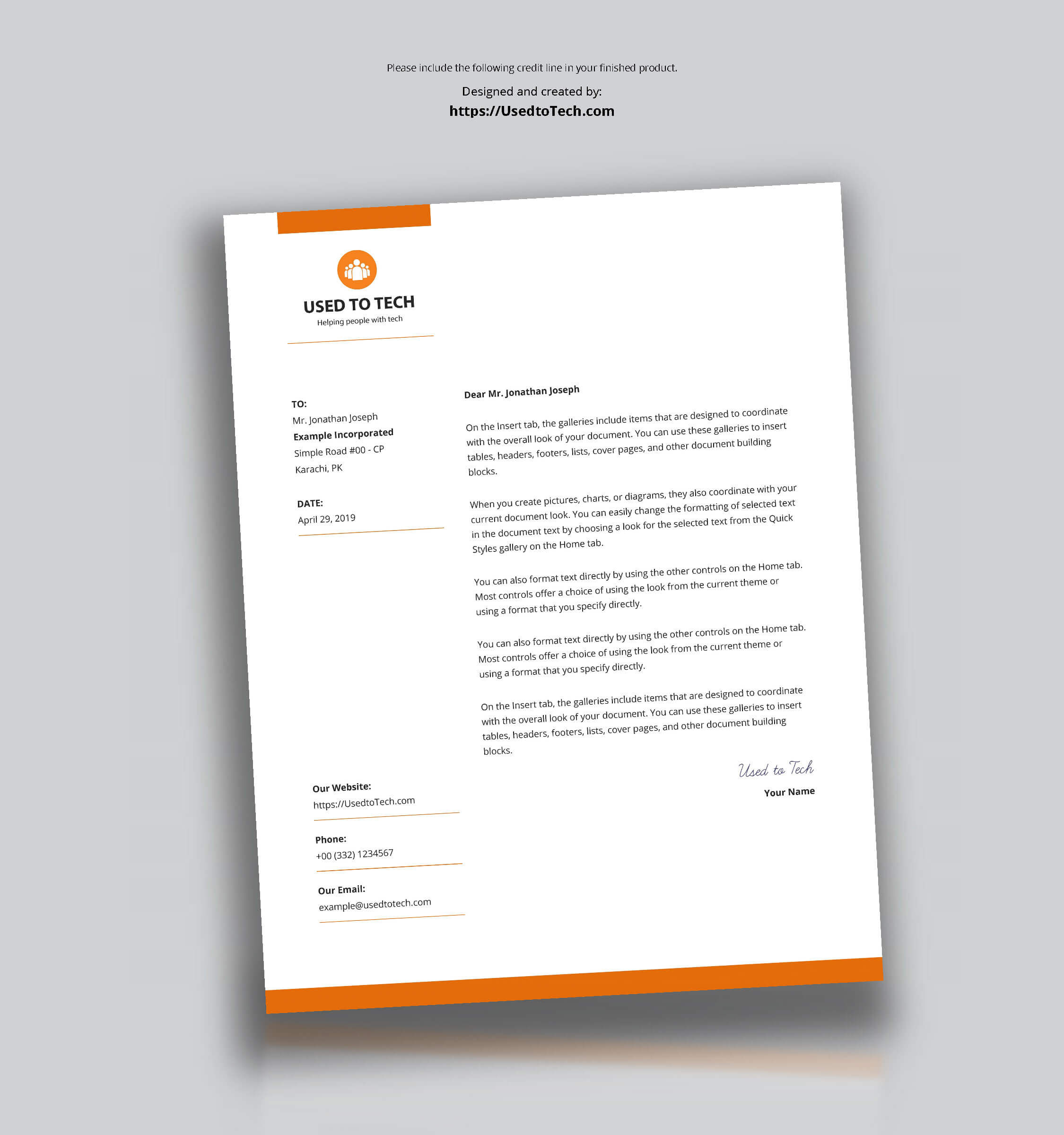 Modern Letterhead Template In Microsoft Word Free - Used To Tech With Free Letterhead Templates For Microsoft Word