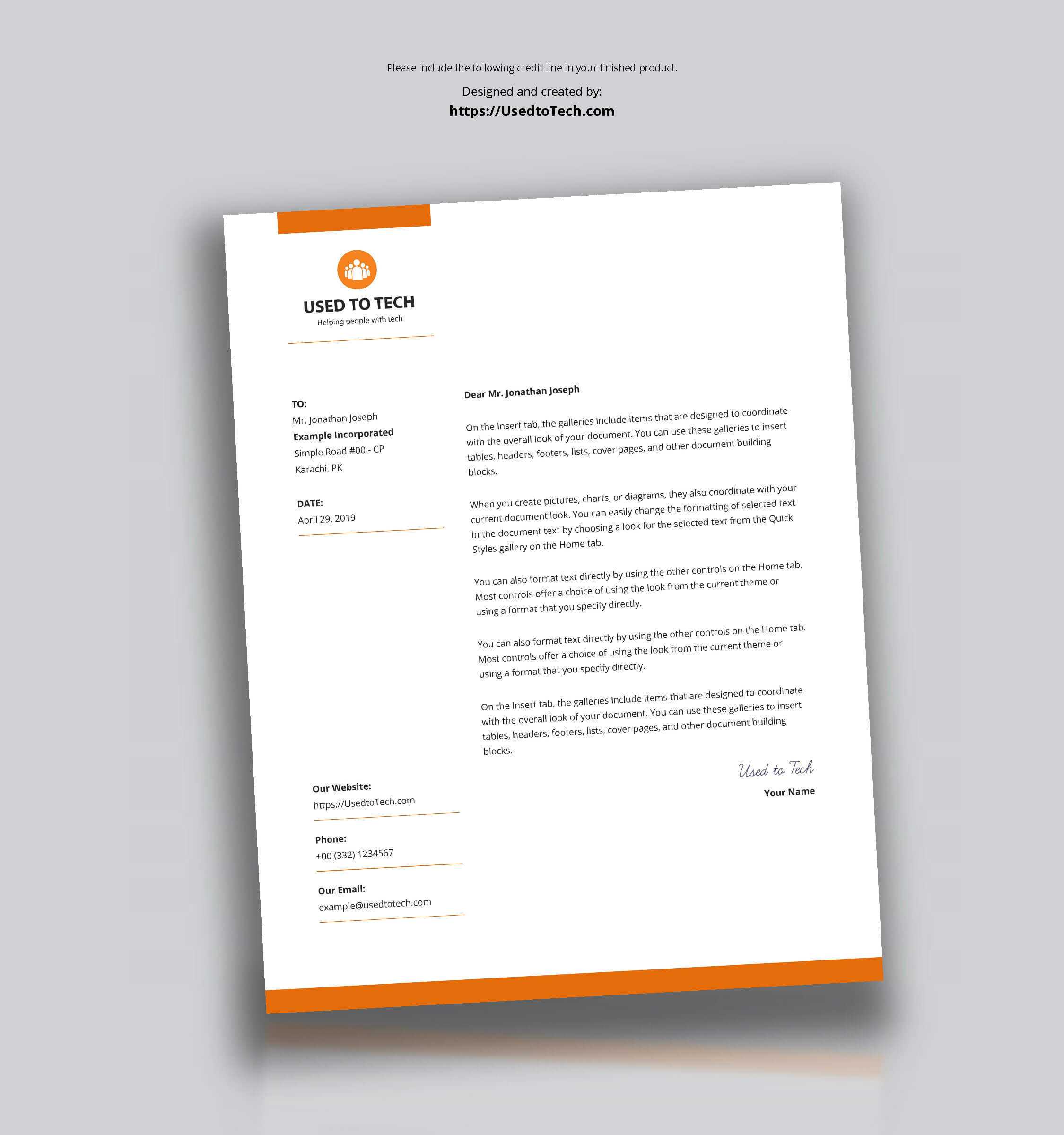 Modern Letterhead Template In Microsoft Word Free – Used To Tech With Free Letterhead Templates For Microsoft Word