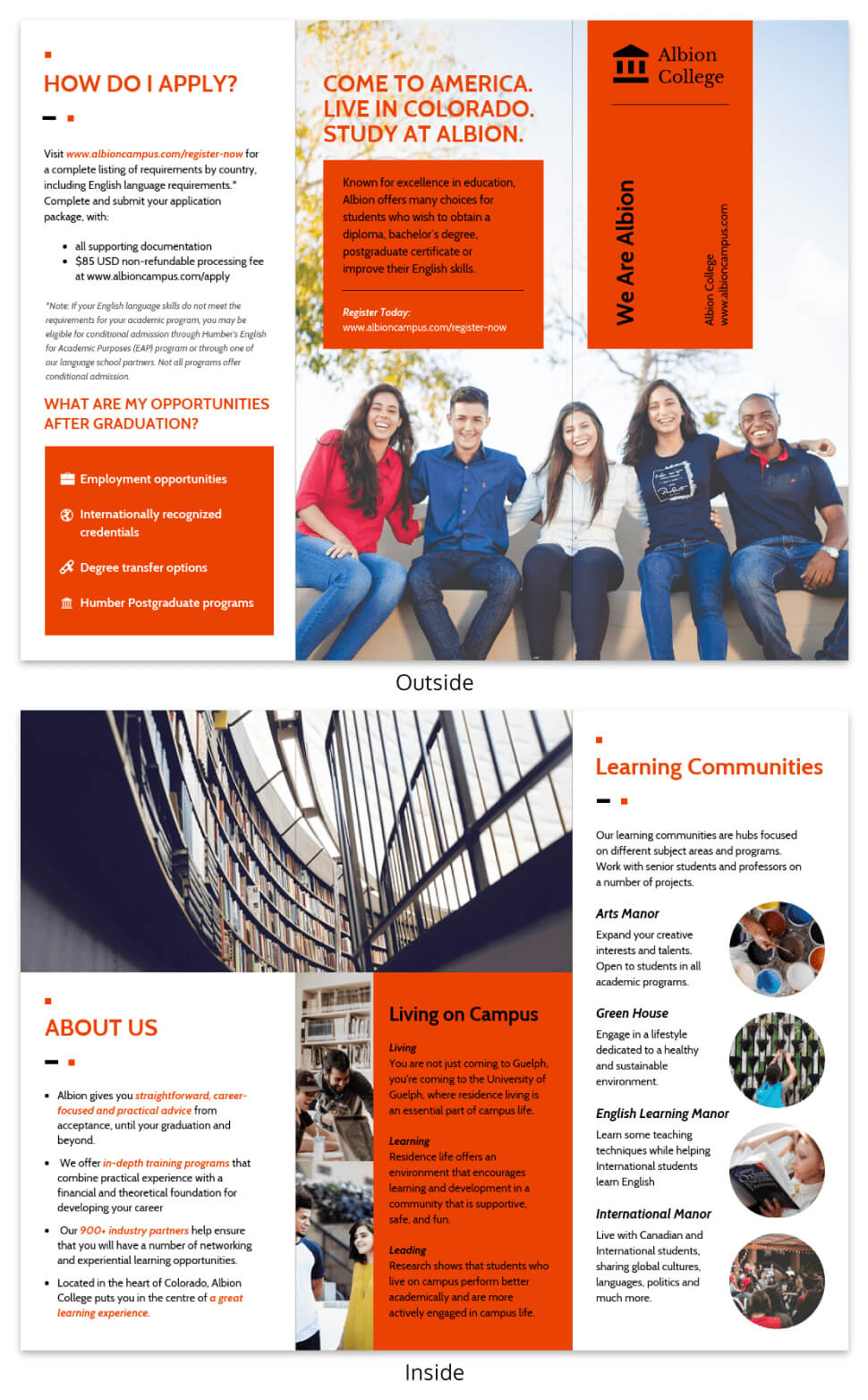 Modern Orange College Tri Fold Brochure Template Template Intended For Engineering Brochure Templates