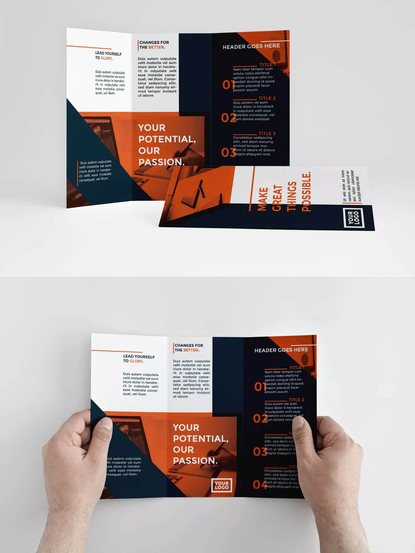 Modern Orange Trifold Brochure Template Indesign Indd – A4 For Tri Fold Brochure Template Indesign Free Download