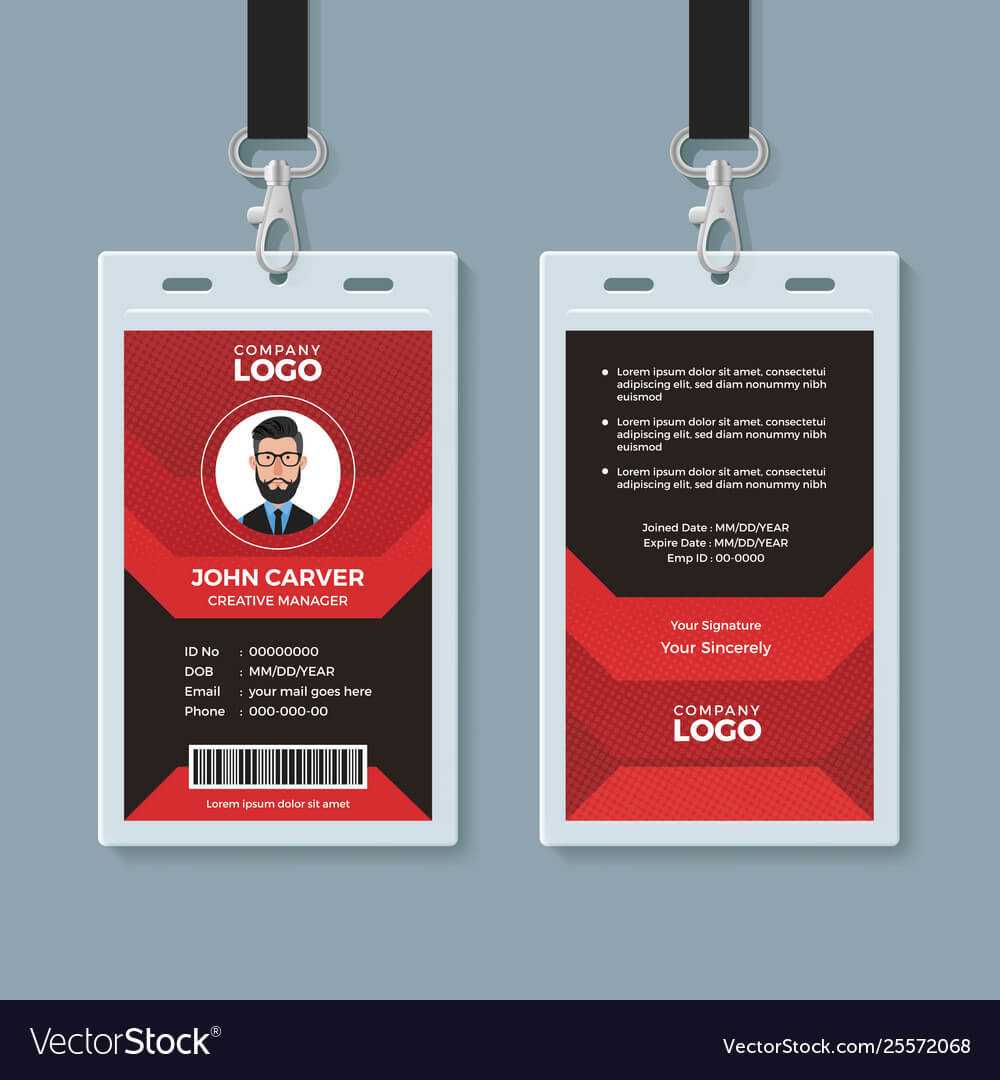 Modern Red And Black Id Card Template Inside Id Card Template Ai