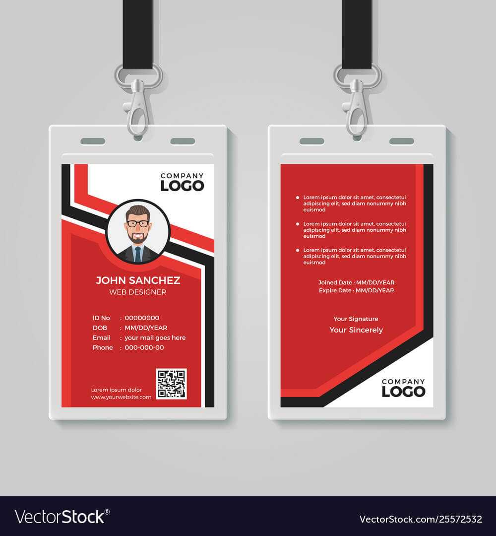 Modern Red Id Card Template Regarding Media Id Card Templates