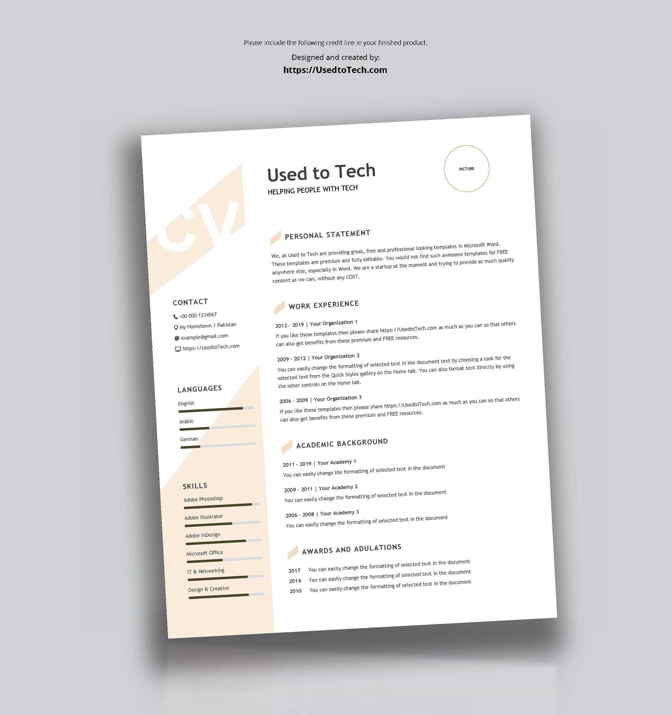 Modern Resume Template In Word Free – Used To Tech Inside Microsoft Word Resume Template Free