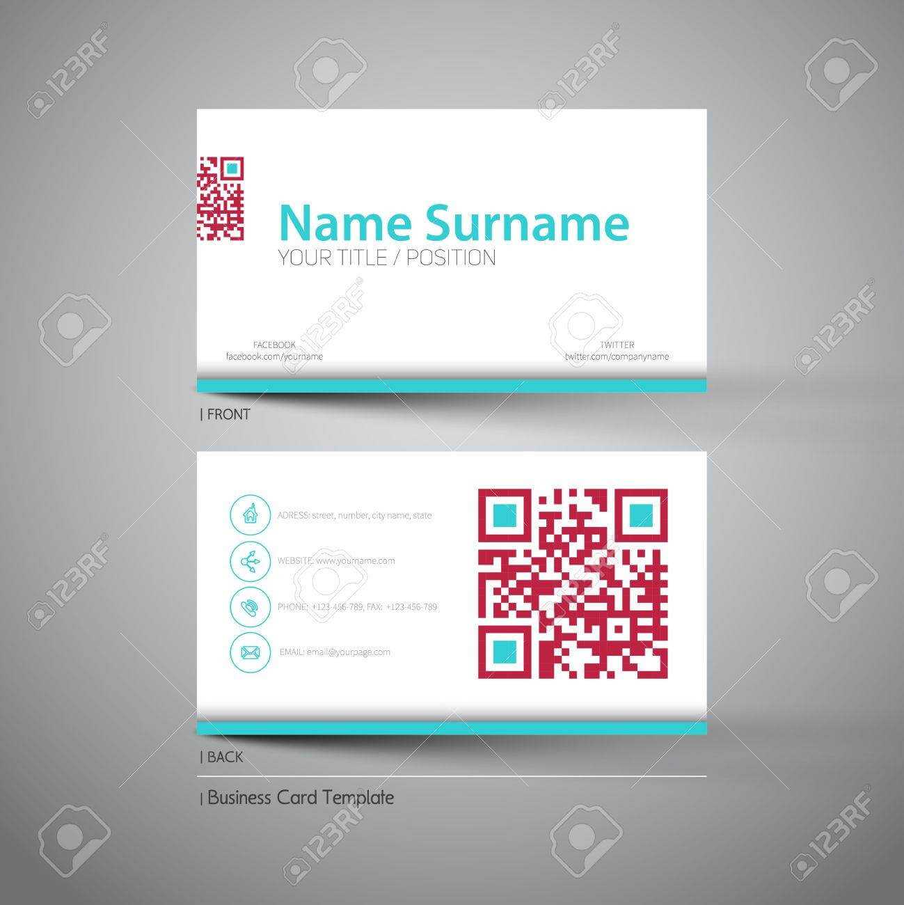 Modern Simple Light Business Card Template With Big Qr Code With Qr Code Business Card Template