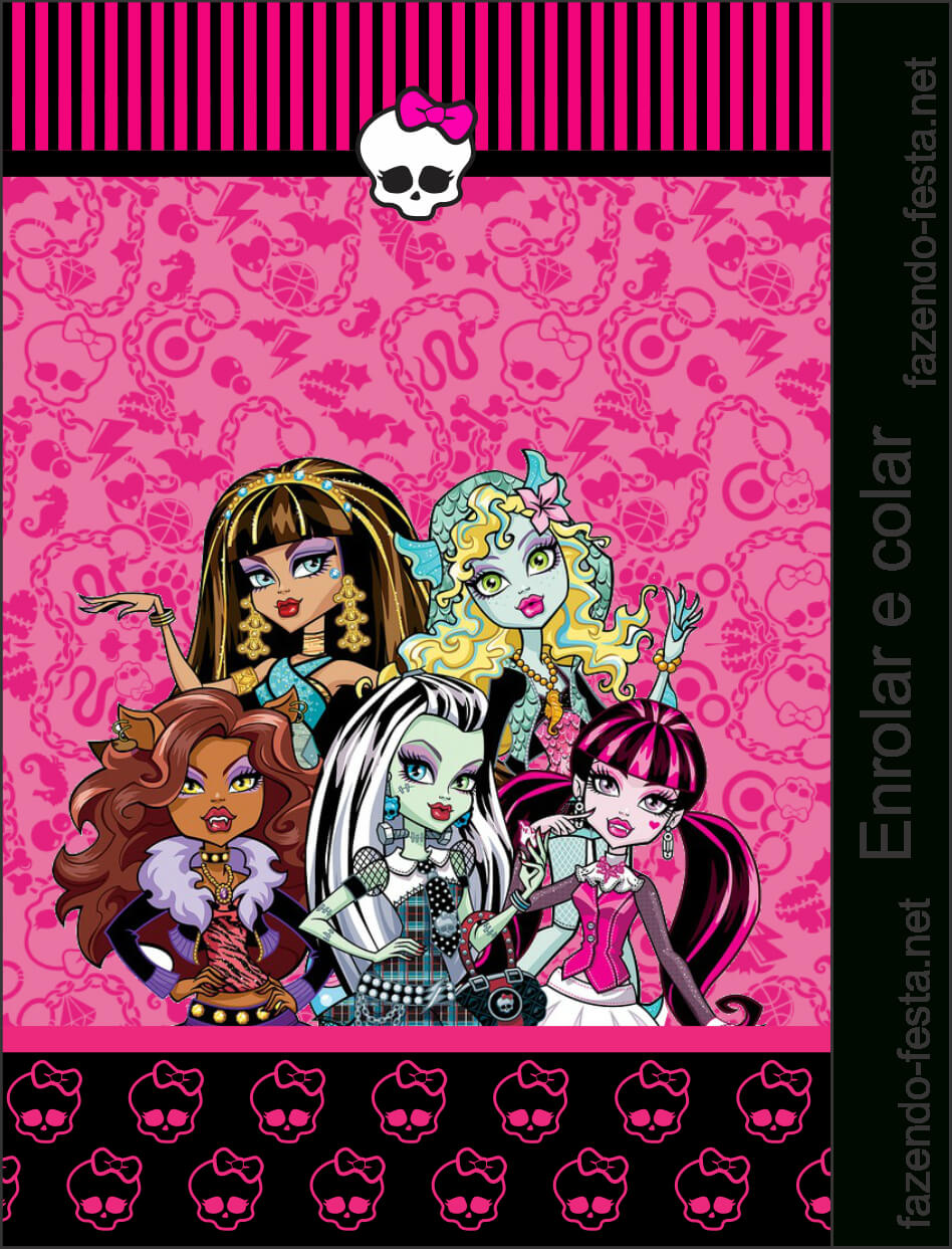 Monster High In Pink: Free Printable Kit. | School Bags For Inside Monster High Birthday Card Template