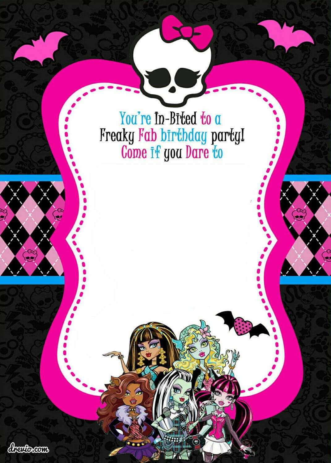 Monster High Party Invitations Template • Invitation With Regard To Monster High Birthday Card Template