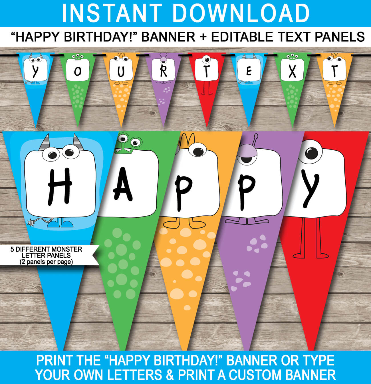 Monster Party Banner Template Throughout Diy Party Banner Template