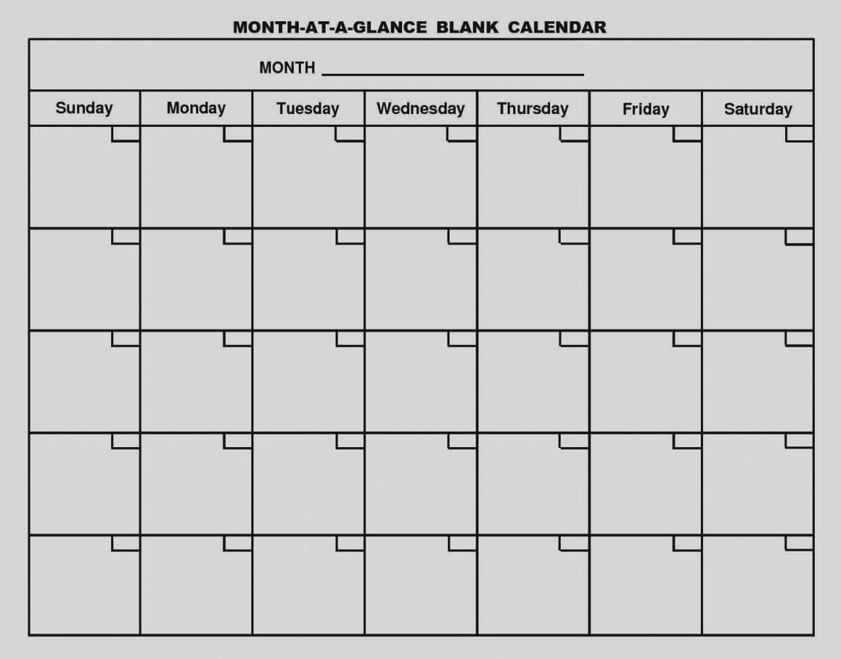 Month At A Glance Blank Calendar Template – Free Calendar For Month At A Glance Blank Calendar Template