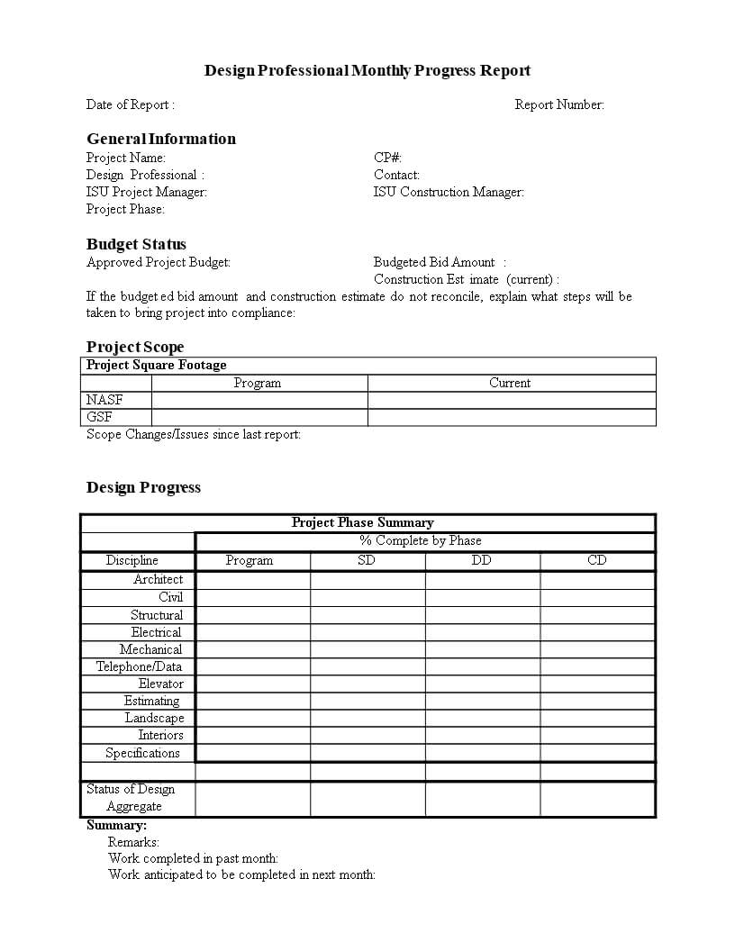 Monthly Progress Report In Word | Templates At For Progress Report Template For Construction Project
