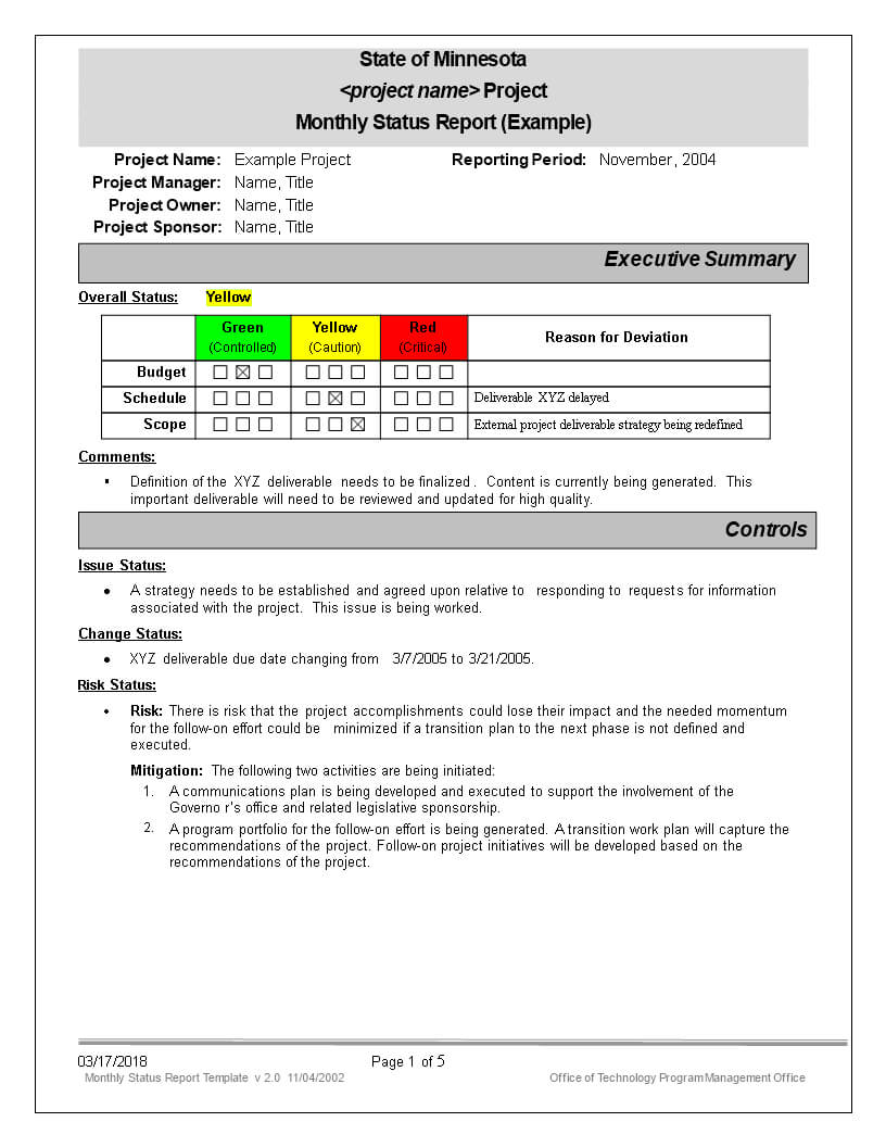 Monthly Status Report | Templates At Allbusinesstemplates With Monthly Program Report Template