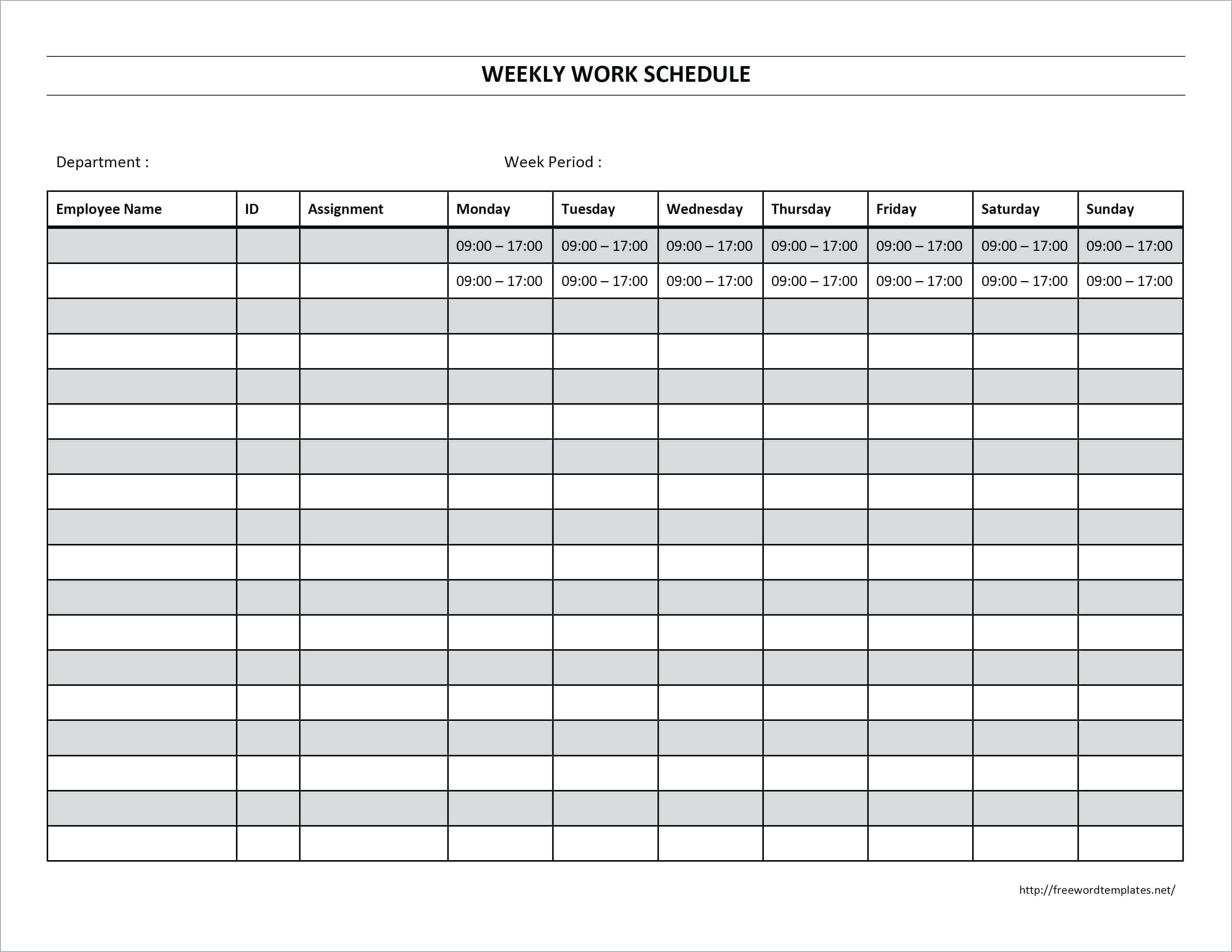 Monthly Work Schedule Template Printable – Wovensheet.co With Blank Monthly Work Schedule Template
