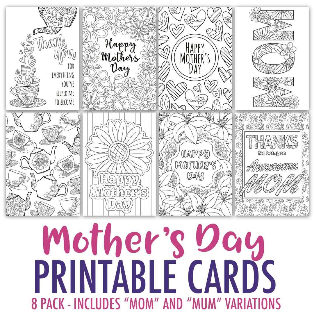 Mother's Day Coloring Cards | 8 Pack With Regard To Mothers Day Card Templates