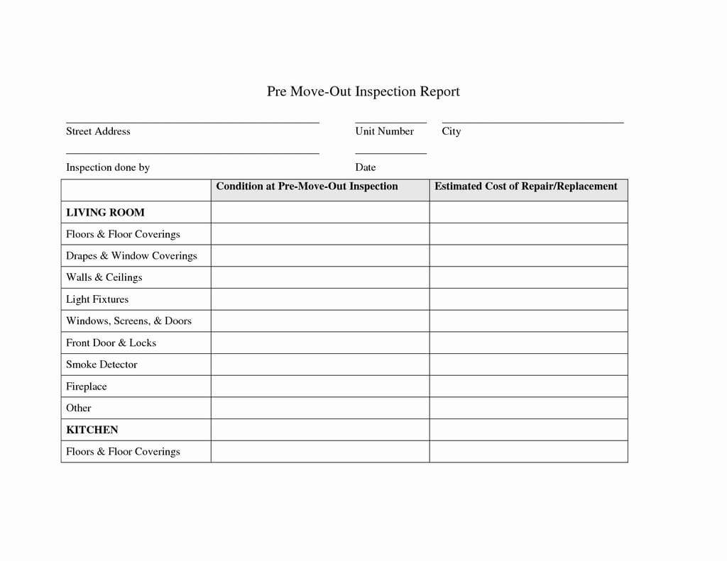 Move In Out Inspection Form New Property Management Pdf Inside Property Management Inspection Report Template