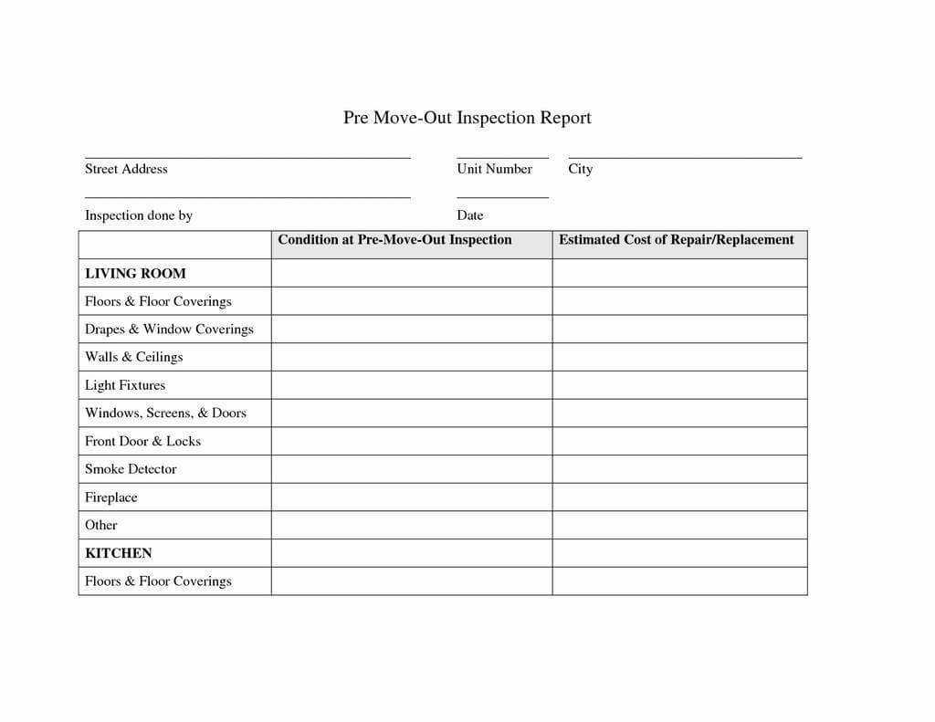 Move In Out Inspection Form New Property Management Pdf Inside Property Management Inspection Report Template