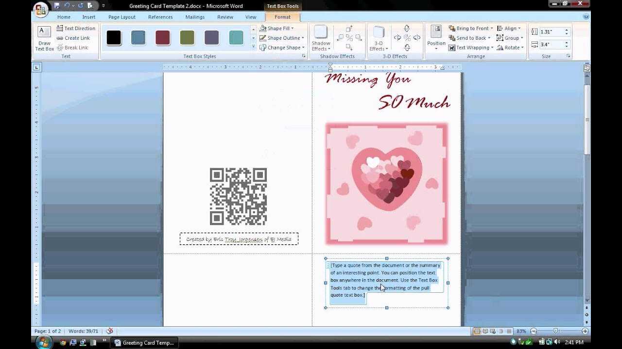 Ms Word Tutorial (Part 1) – Greeting Card Template, Inserting And  Formatting Text, Rotating Text Intended For Microsoft Word Birthday Card Template