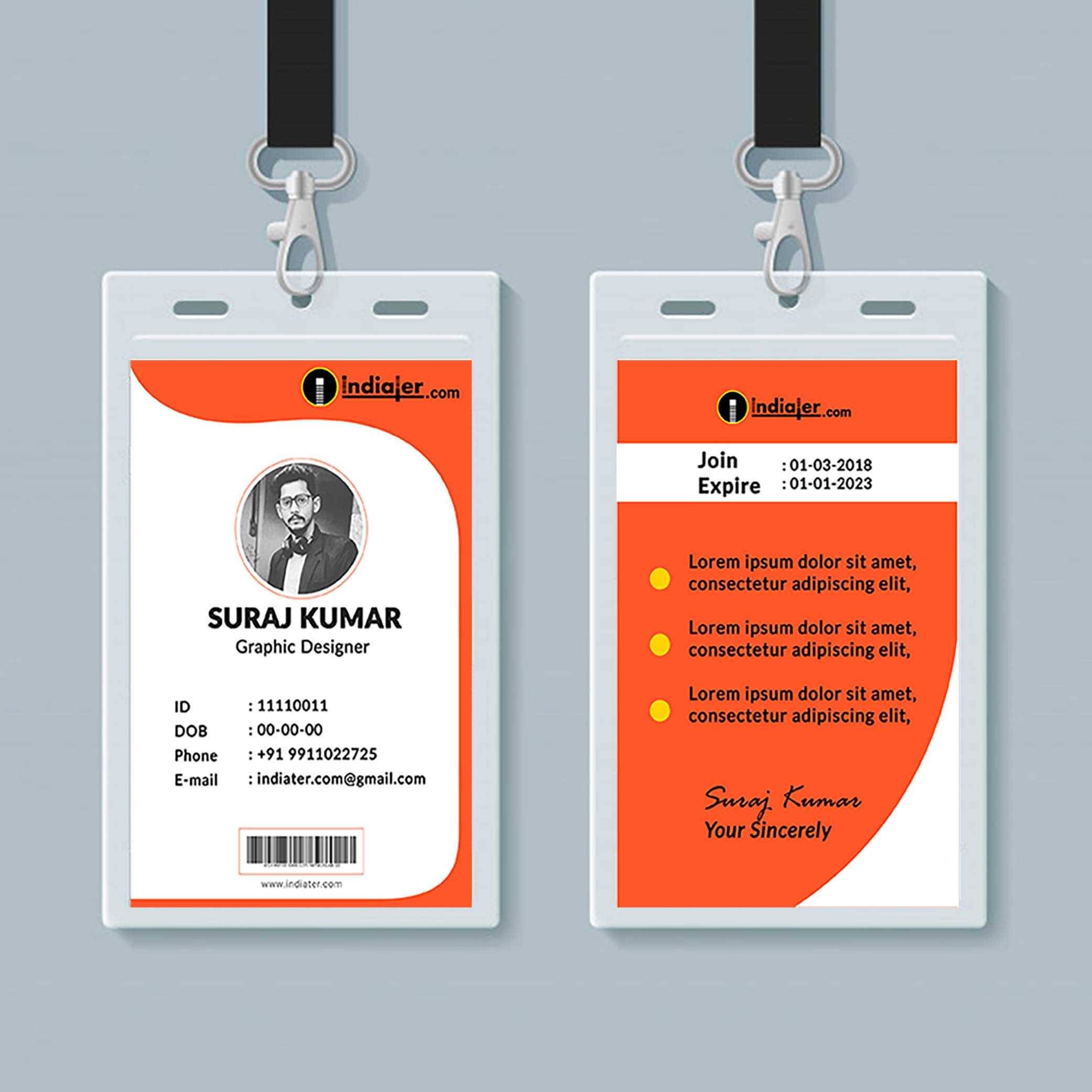 Multipurpose Corporate Office Id Card Free Psd Template Inside Template For Id Card Free Download