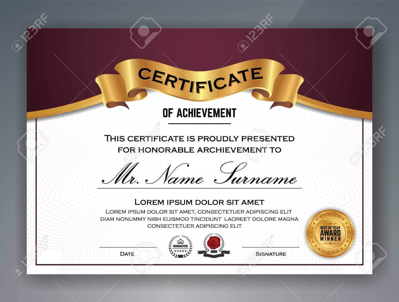 Multipurpose Professional Certificate Template Design For Print Regarding Professional Award Certificate Template