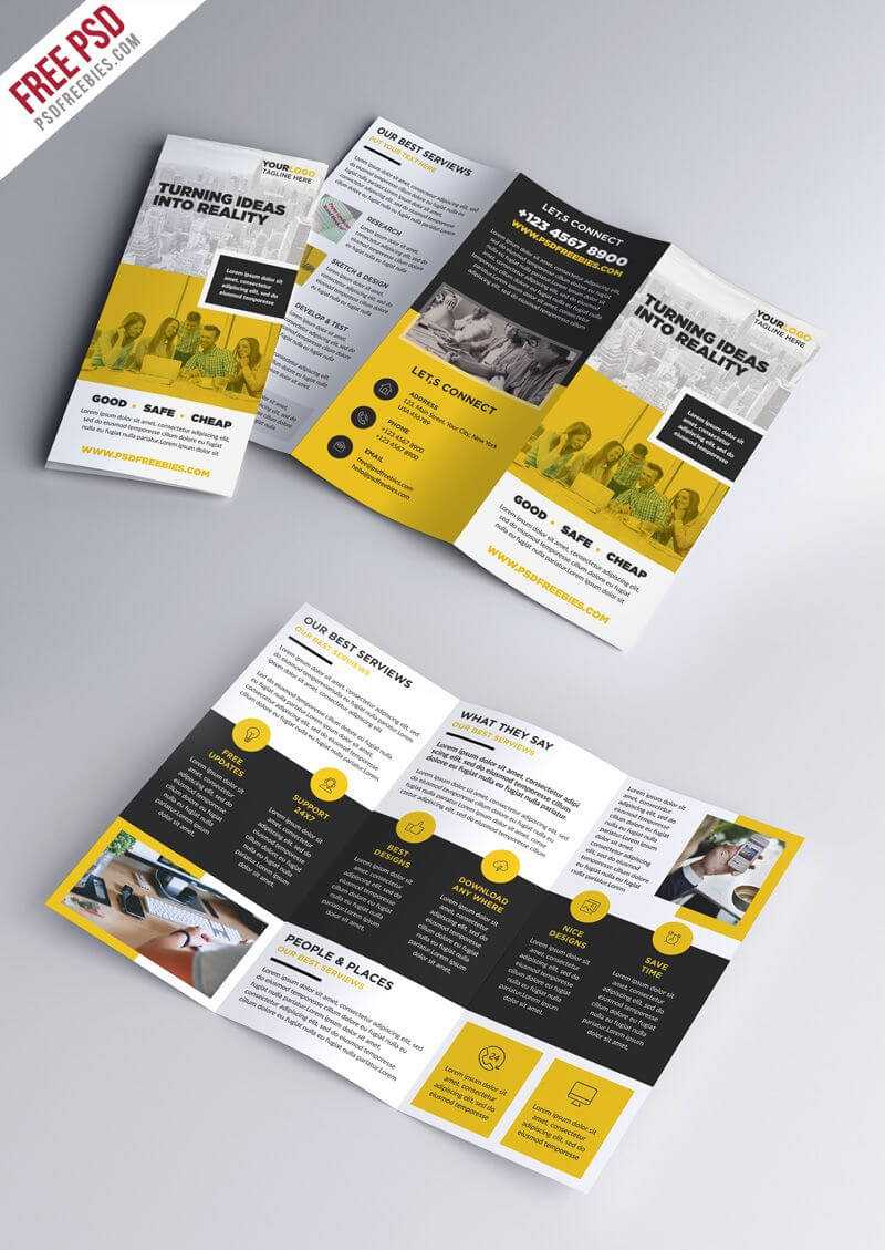 Multipurpose Tri Fold Brochure Psd Template | Abundant In Brochure Psd Template 3 Fold