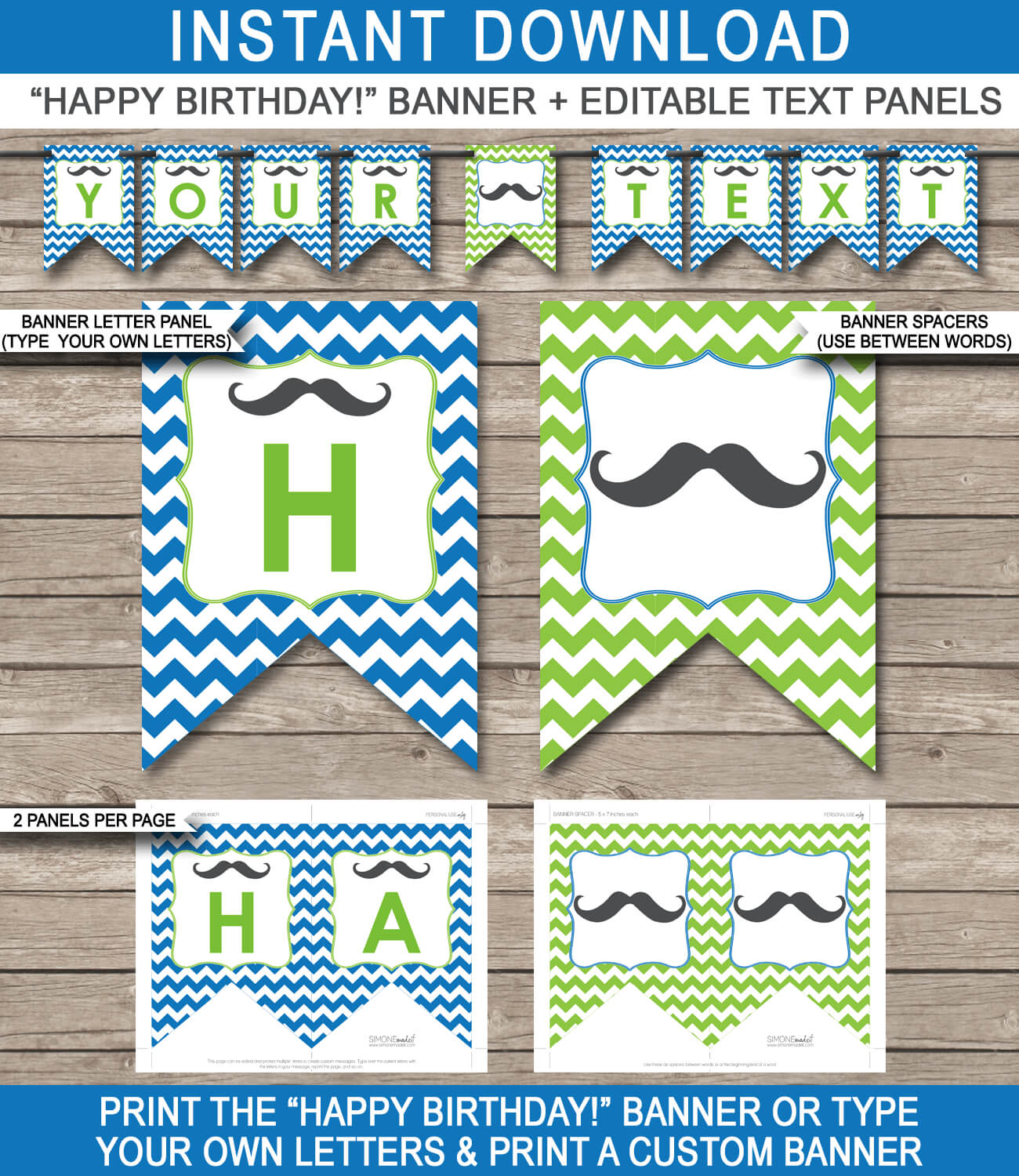 Mustache Party Banner Template In Free Printable Party Banner Templates