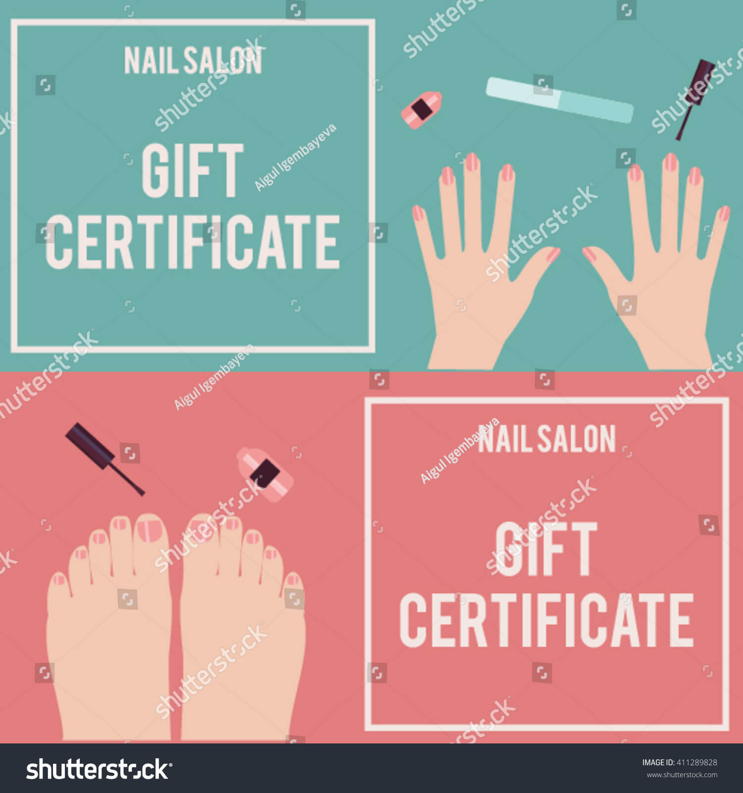 Nail Salon Gift Certificate. Gift… Stock Photo 411289828 Throughout Nail Gift Certificate Template Free