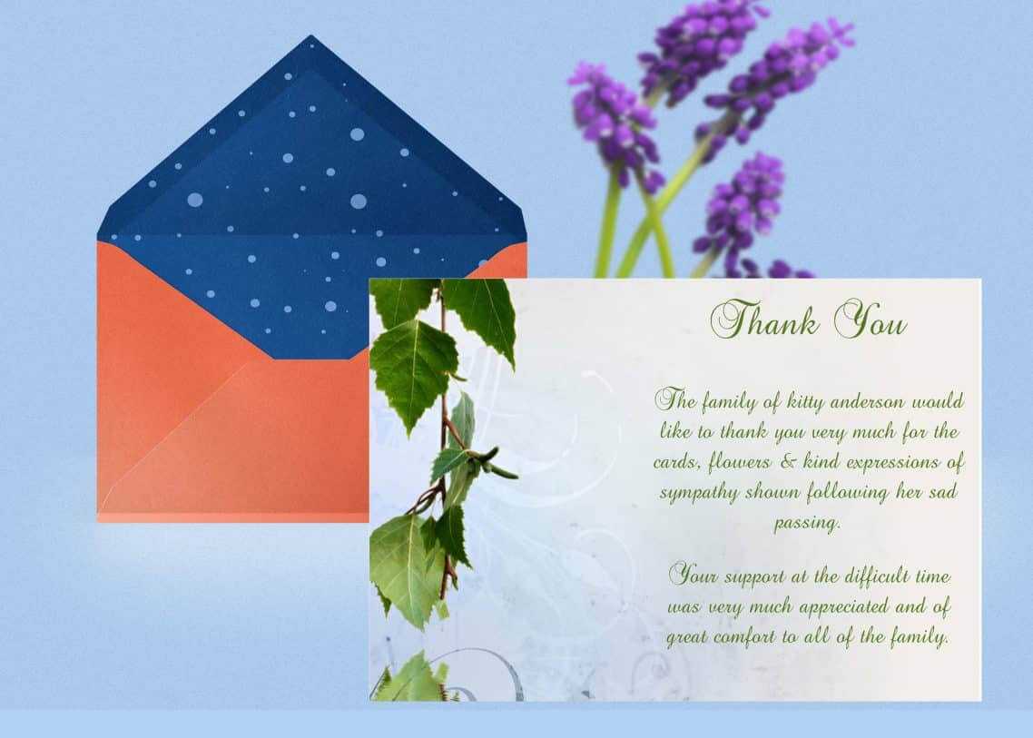 Natural Thank You Card Template Within Sympathy Thank You Card Template