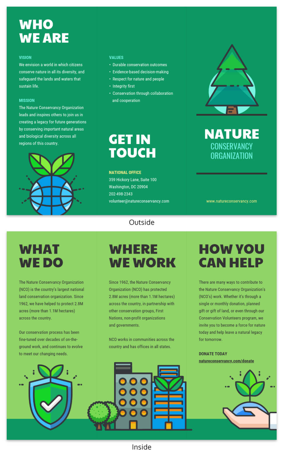 Nature Tri Fold Brochure Template – Venngage Inside Volunteer Brochure Template
