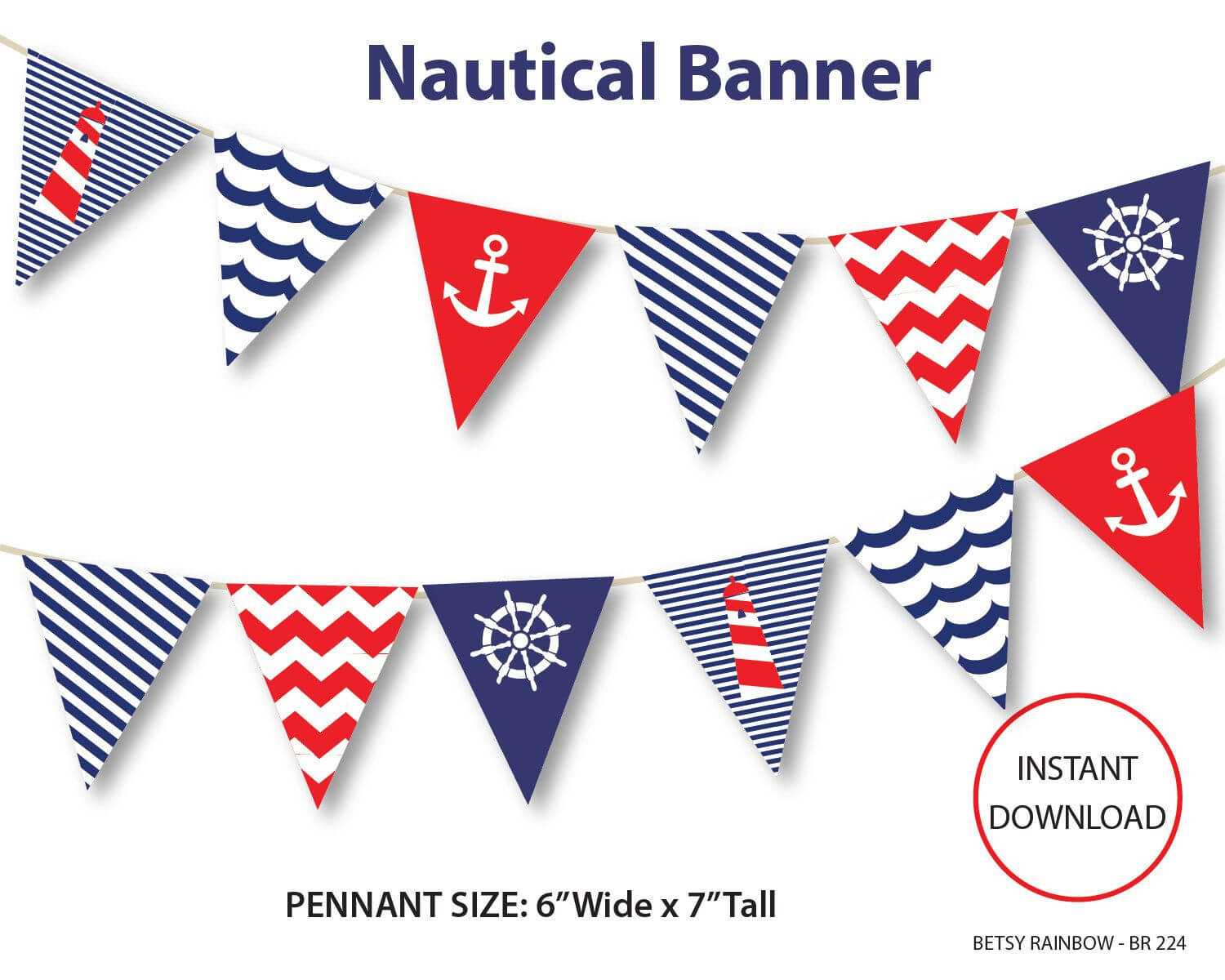 Nautical Banner, Printable Banner, Nautical, Diy Party, Navy Pertaining To Nautical Banner Template