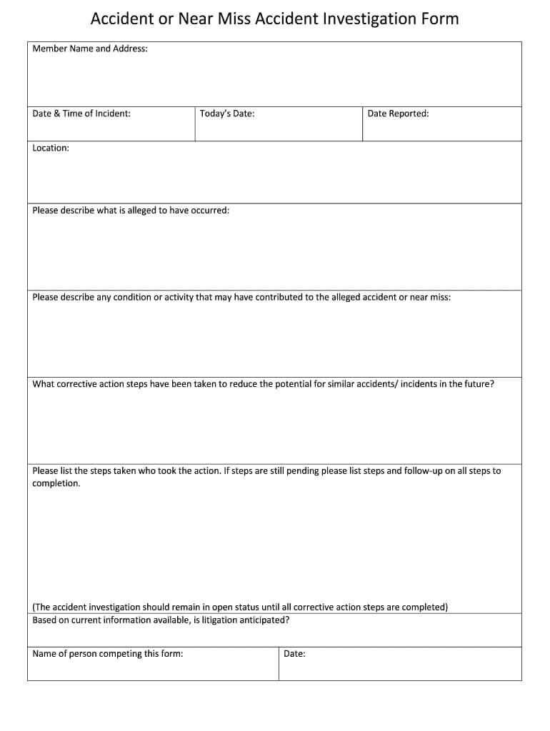 Near Miss Report Template Word – Fill Online, Printable Throughout Near Miss Incident Report Template