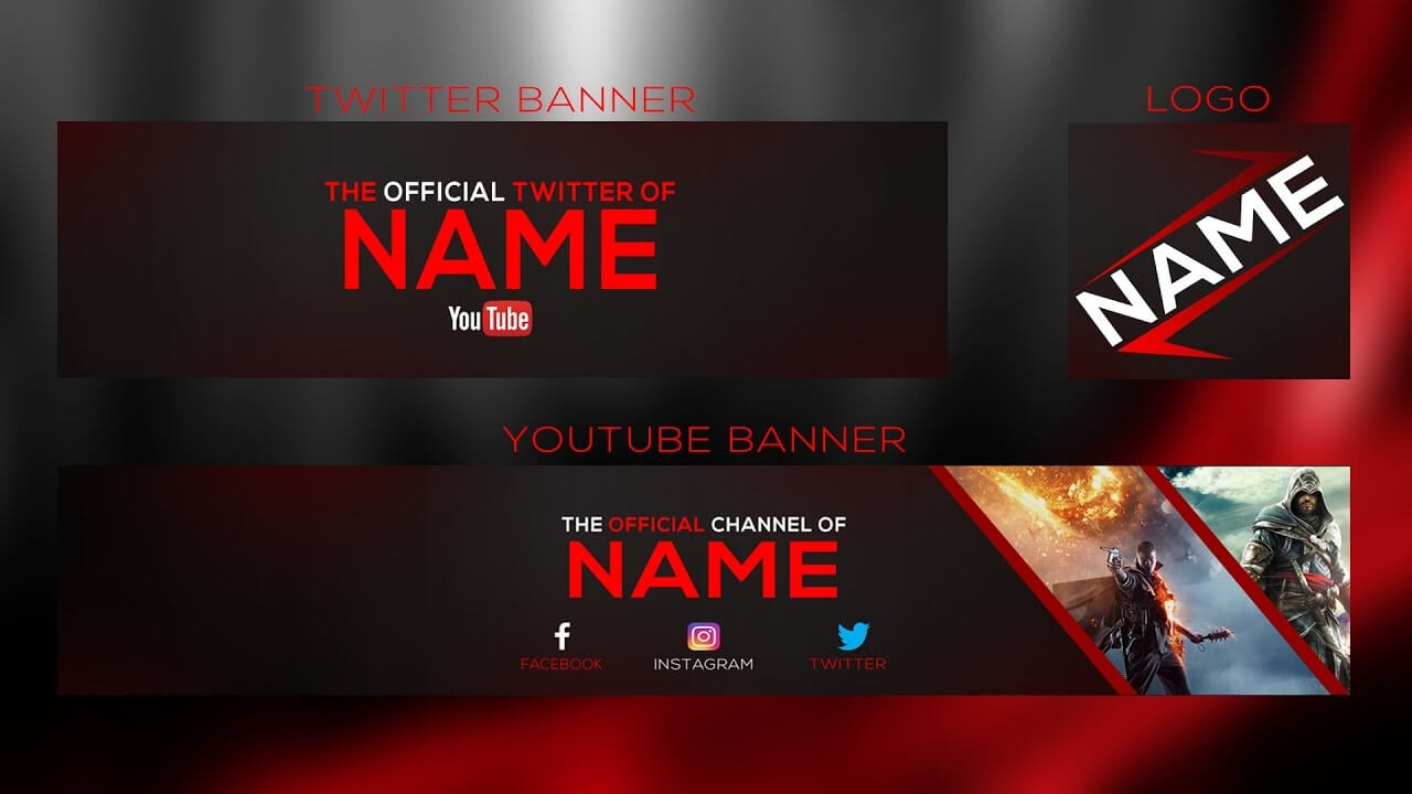 New 2017 Banner Template | Youtube Banner + Twitter Banner And Logo Psd |  With Free Download Pertaining To Twitter Banner Template Psd