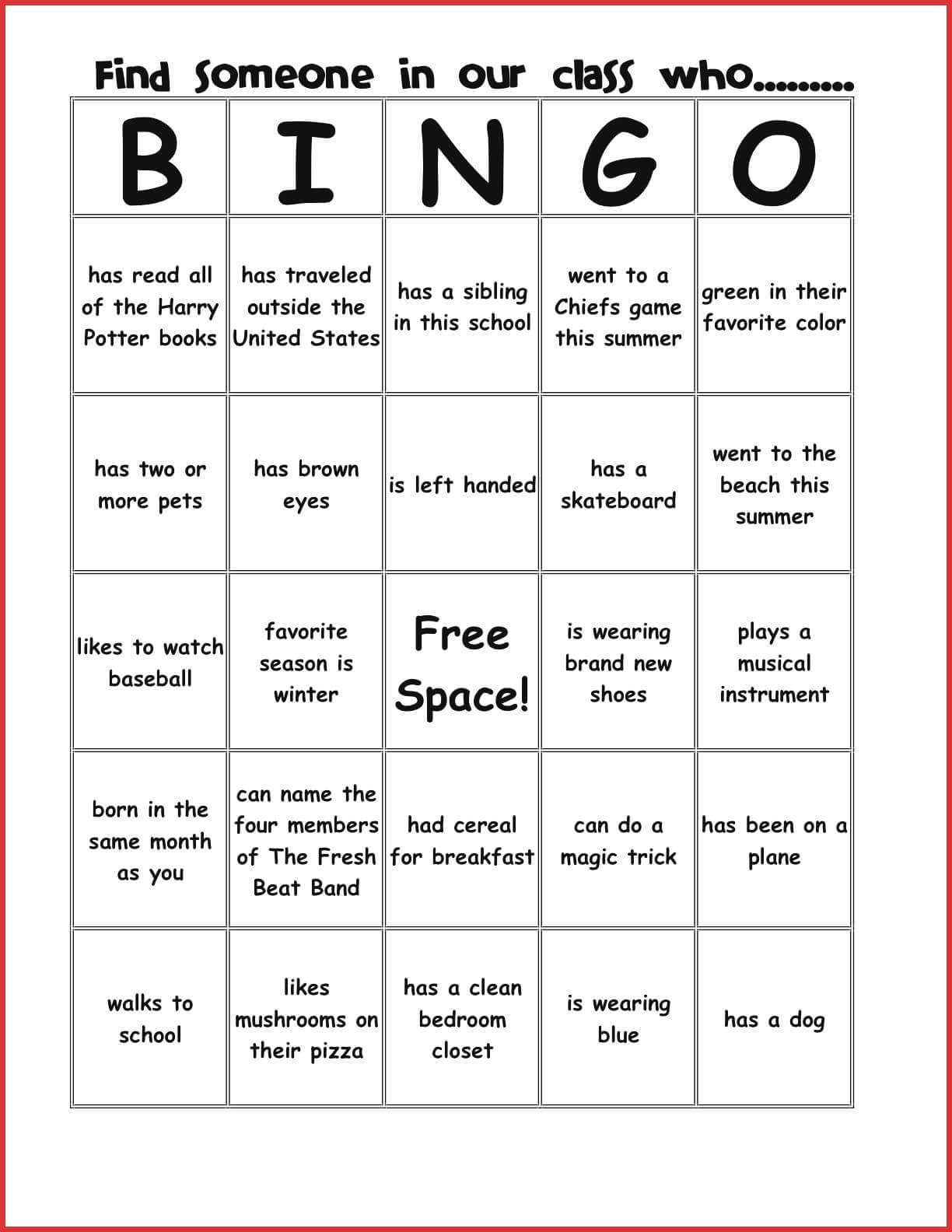 New Bingo Card Template | Leave Latter Throughout Ice Breaker Bingo Card Template