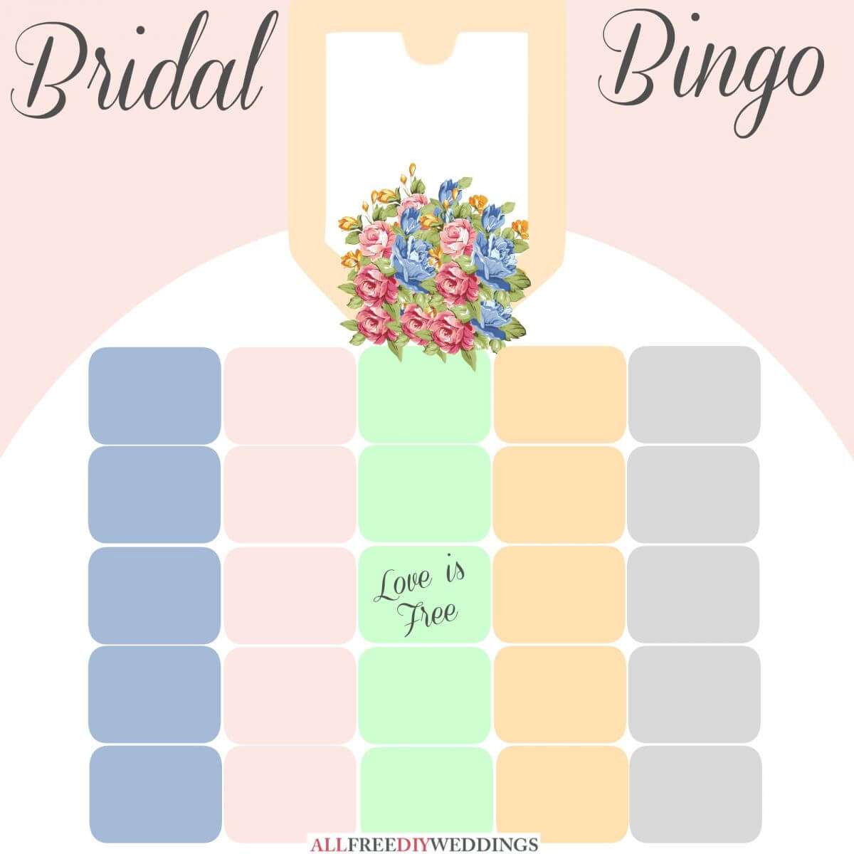 New Bridal Bingo: Free Bridal Shower Games Inside Blank For Blank Bridal Shower Bingo Template