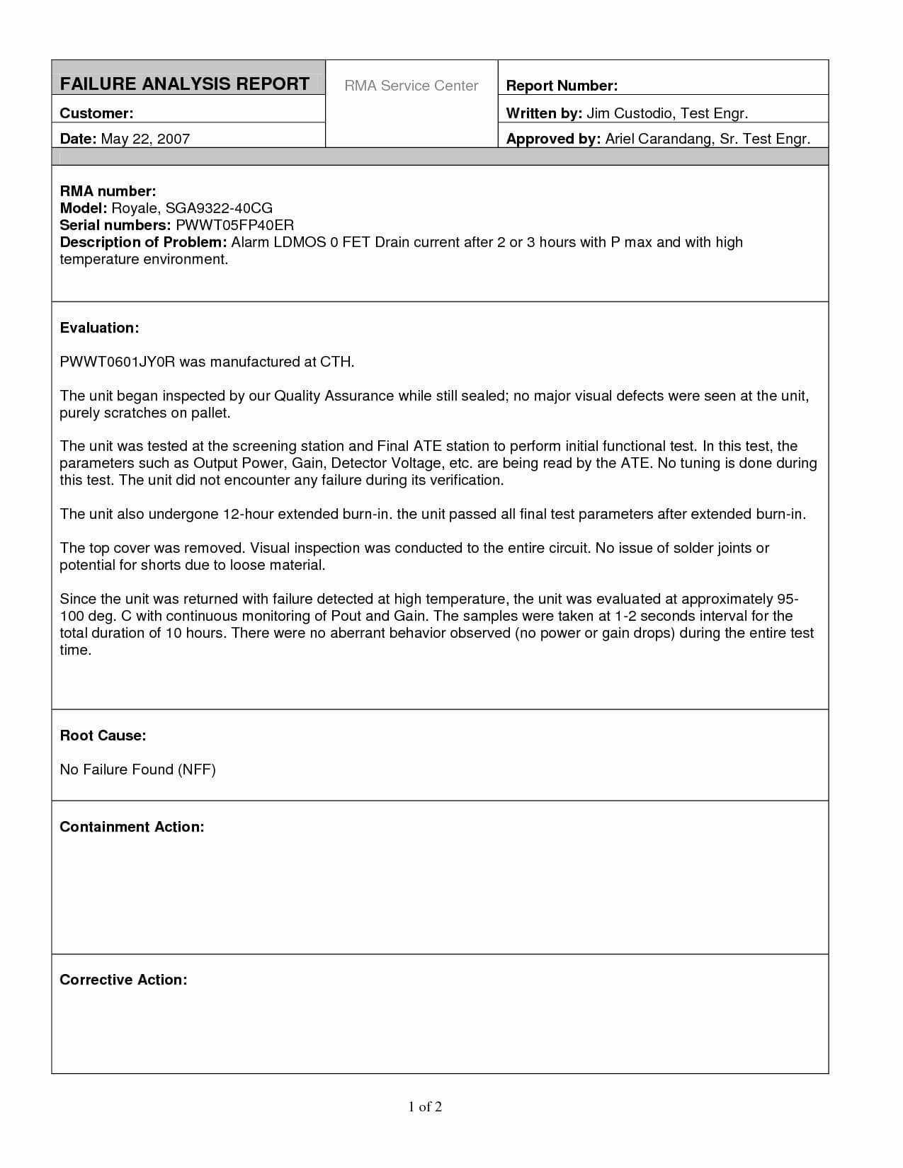 New Data Analysis Template #exceltemplate #xls #xlstemplate Intended For Failure Analysis Report Template