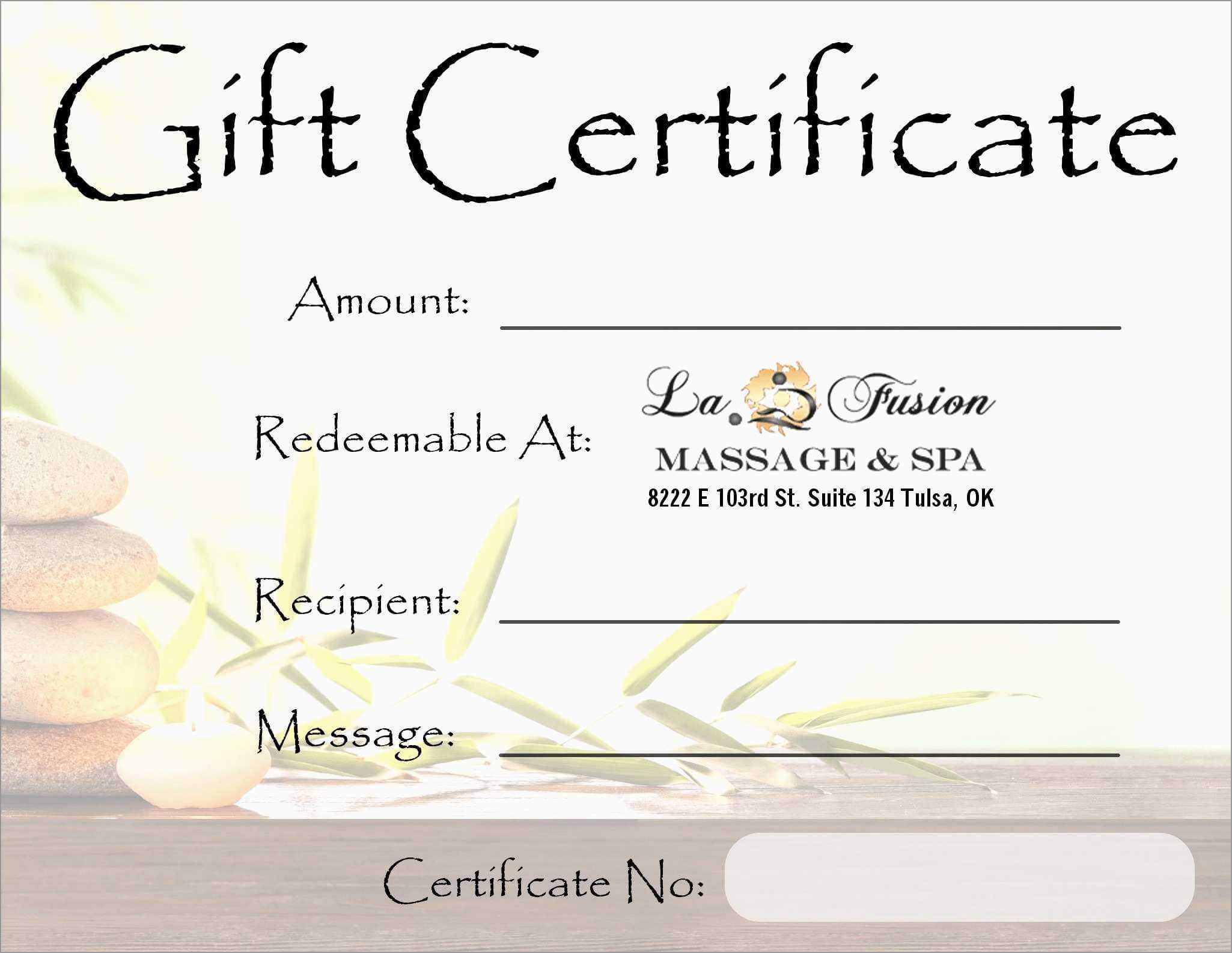 New Free Printable Massage Gift Certificate Templates | Best In Massage Gift Certificate Template Free Printable