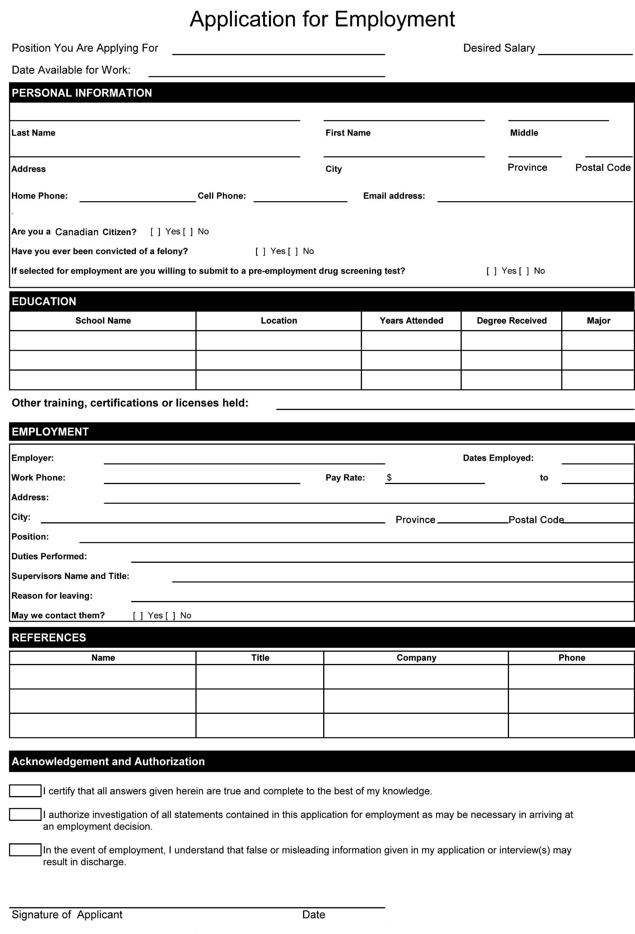 New Job Application Templates #xls #xlsformat #xlstemplates For Employment Application Template Microsoft Word