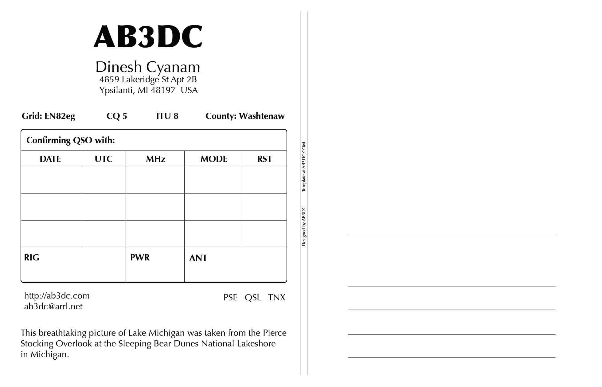 New Qsl Cards Design – Ab3Dc's Ham Radio Blog Throughout Qsl Card Template