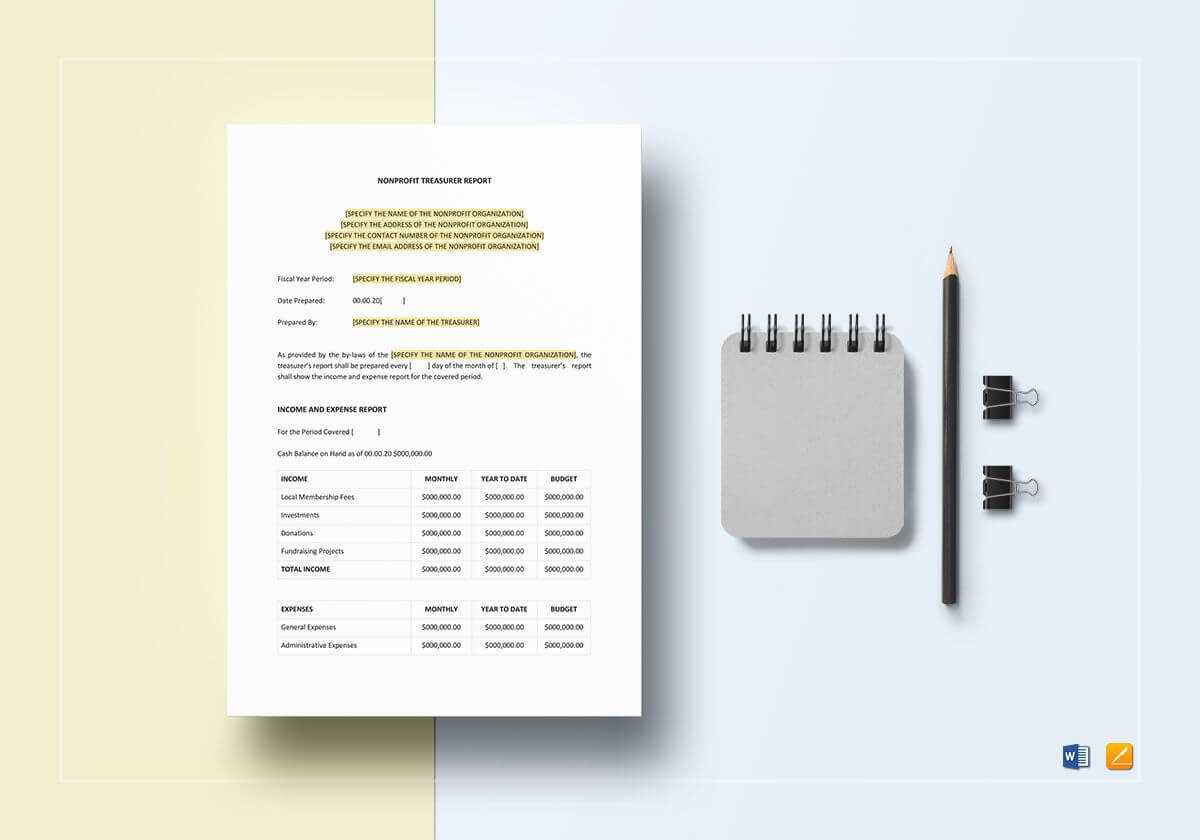 Non Profit Treasurer Report Template Within Treasurer Report Template